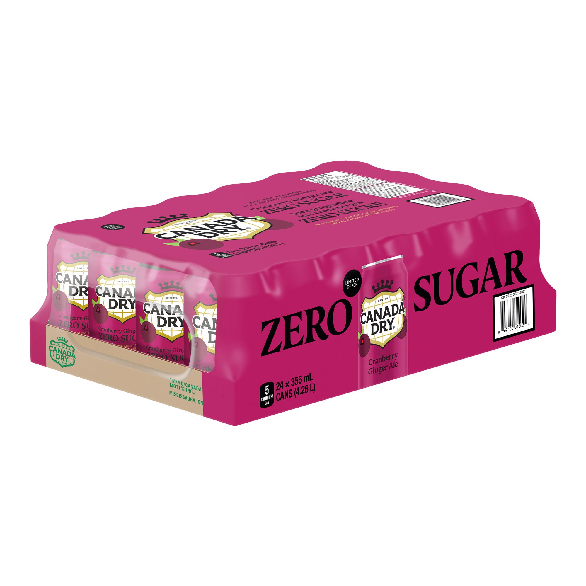 Canada Dry Zero Cranberry Ginger Ale, 355 mL 24-pack | Costco