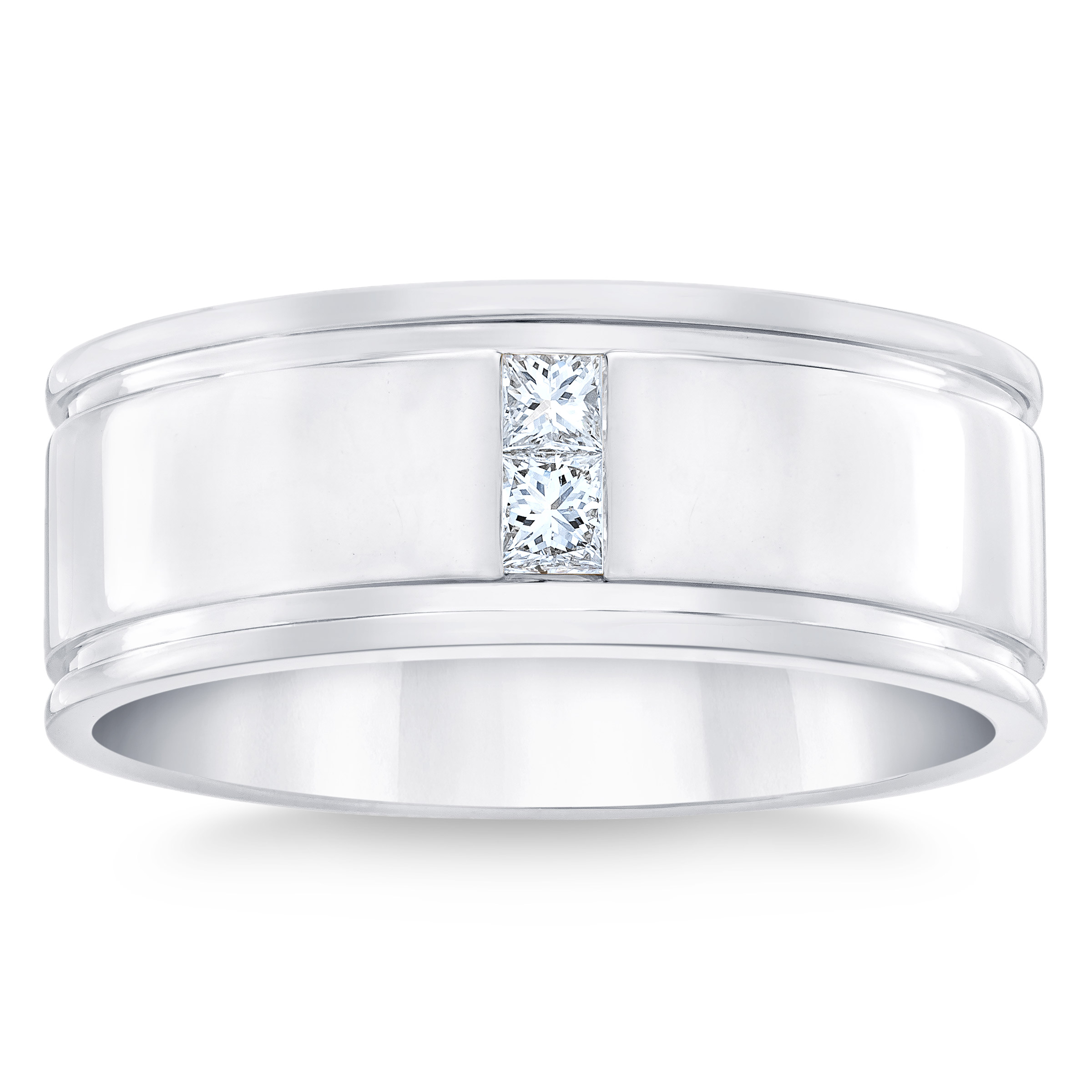 Princess Cut 0.20 ctw VS2 Clarity  I Color Diamond 14kt Gold Men's Band