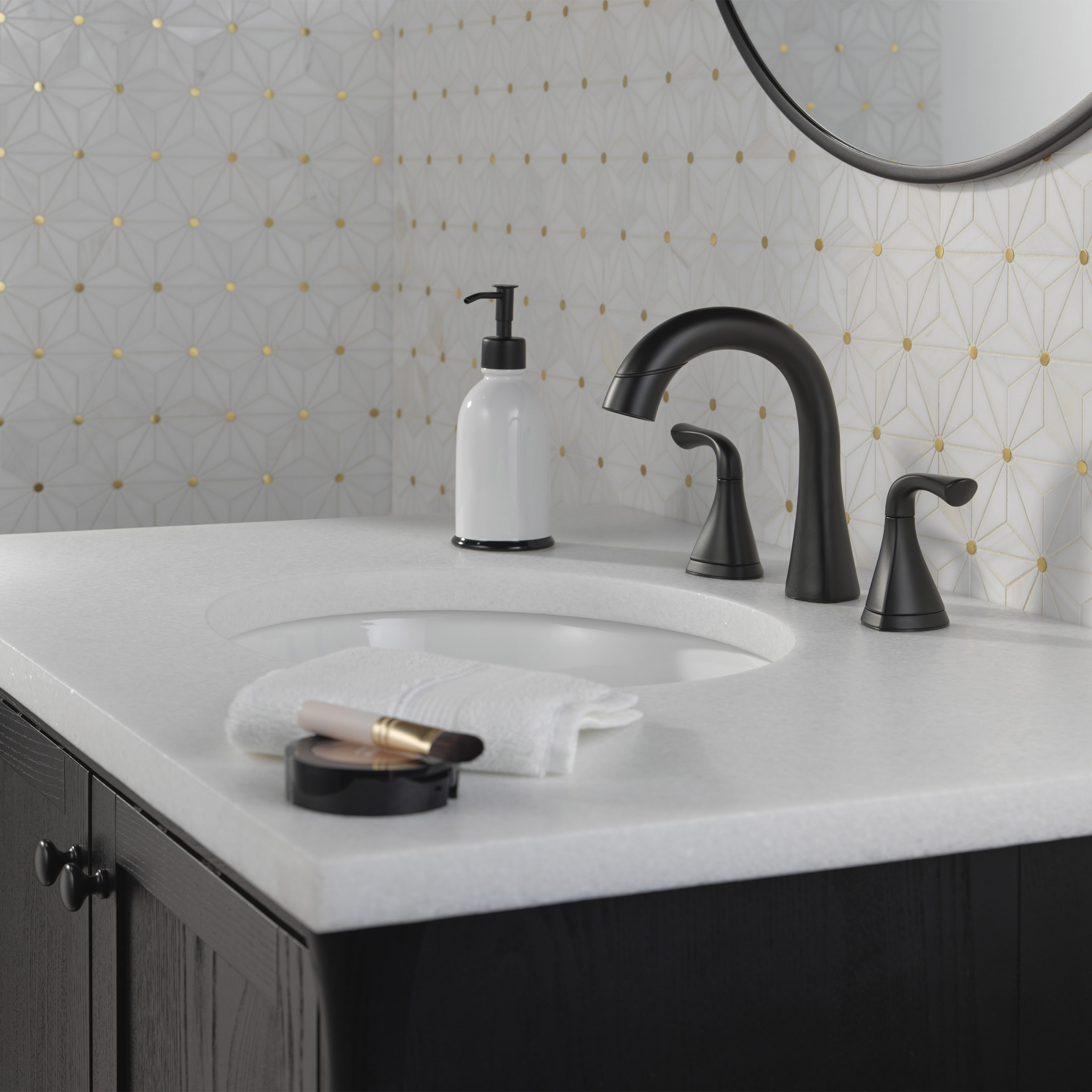 Delta Lampard Two Handle Pull-down Bathroom Faucet