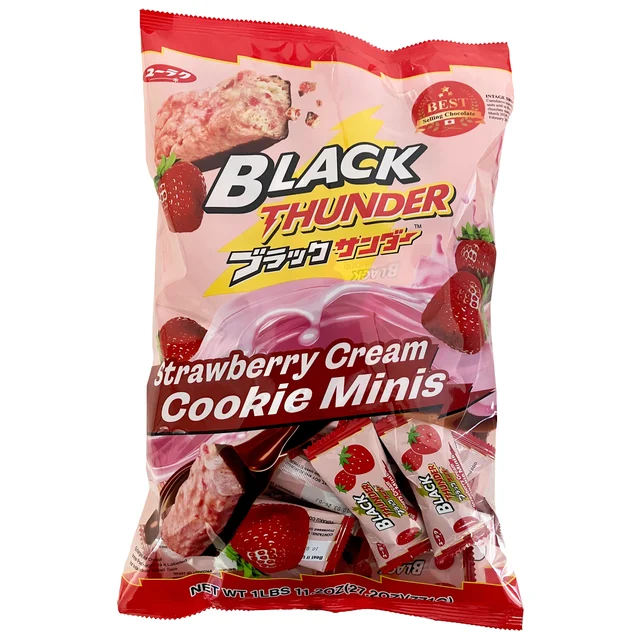 YURAKU BLACK THUNDER STRAWBERRY BARS 27.2 OUNCE BAG