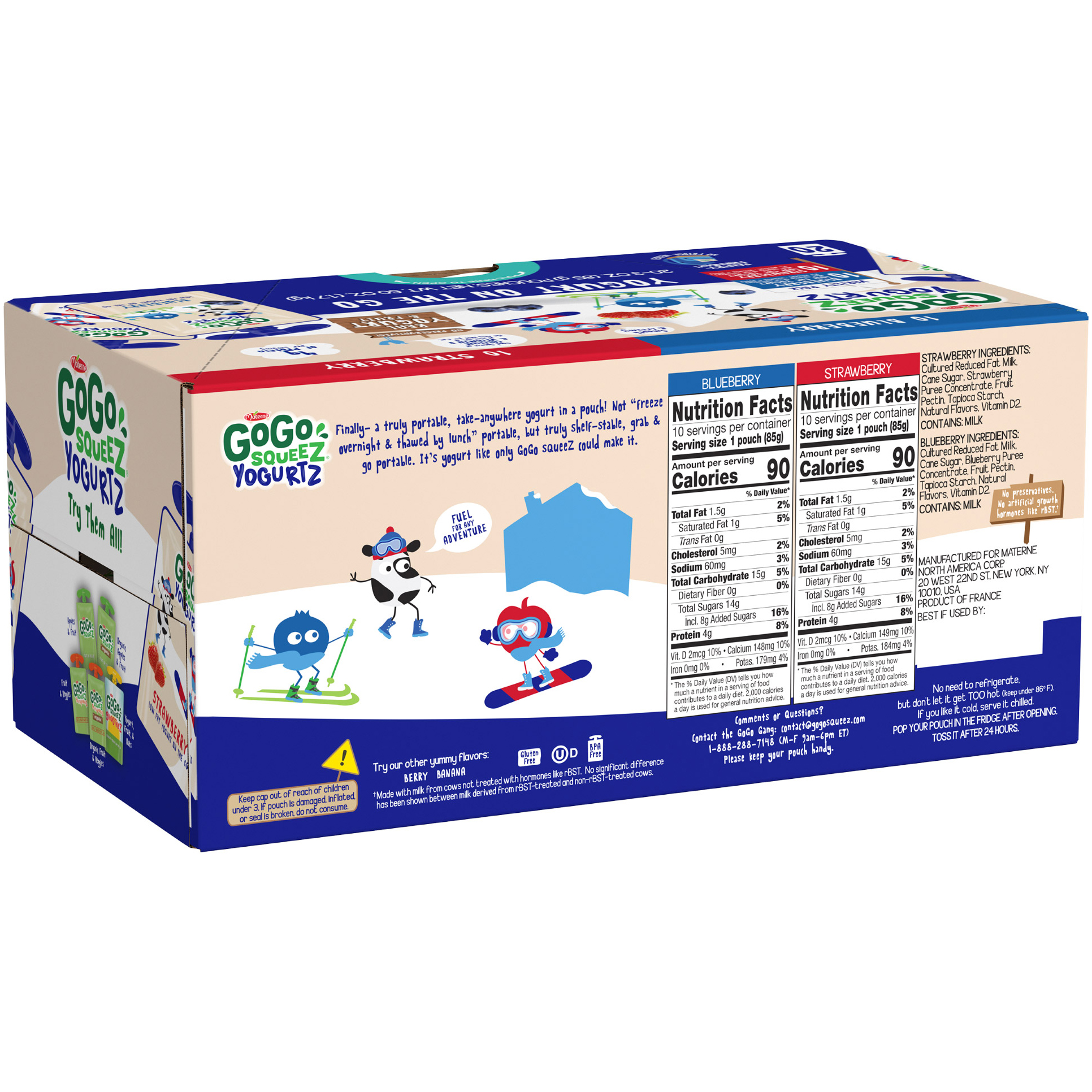 GoGo SqueeZ YogurtZ, Yogurt on the Go, Variety Pack, 3 oz, 20 ct