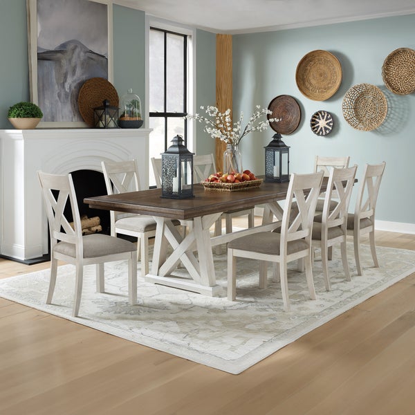 Set of Two Taupe and Dark Brown Upholstered Dining Side Chairs Set of Two Taupe and Dark Brown Upholstered Dining Side Chairs
