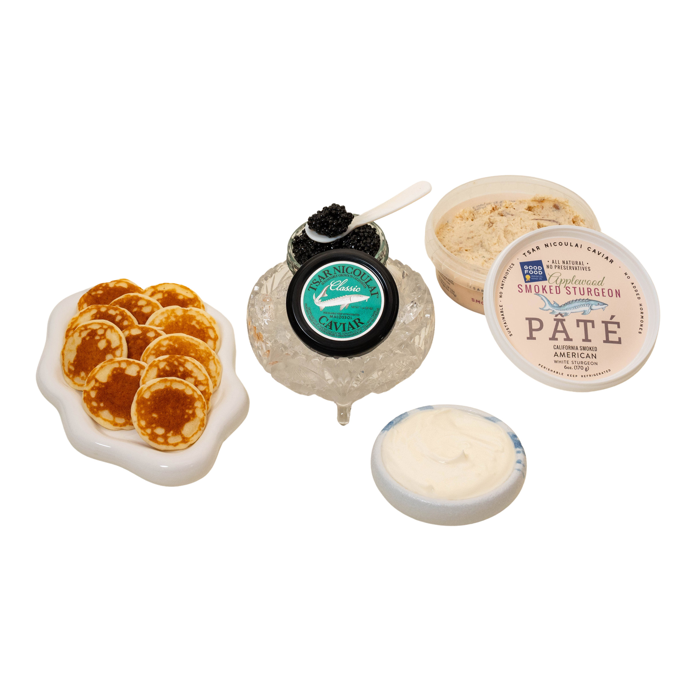 Tsar Nicoulai Classic White Sturgeon Caviar 2 oz Gift Set