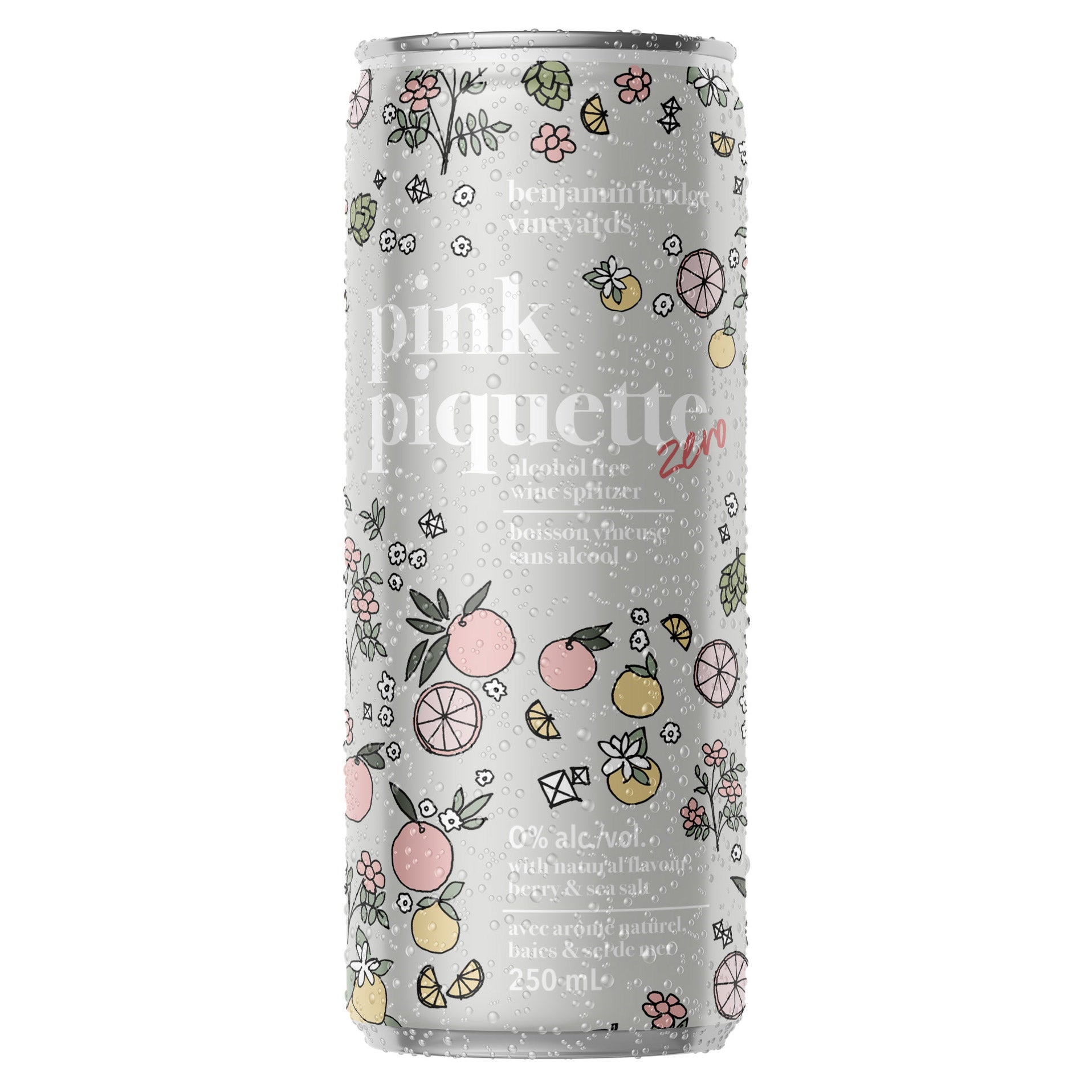 Benjamin Bridge Pink Piquette Zero Alcohol-Free Wine Spritzer, 250