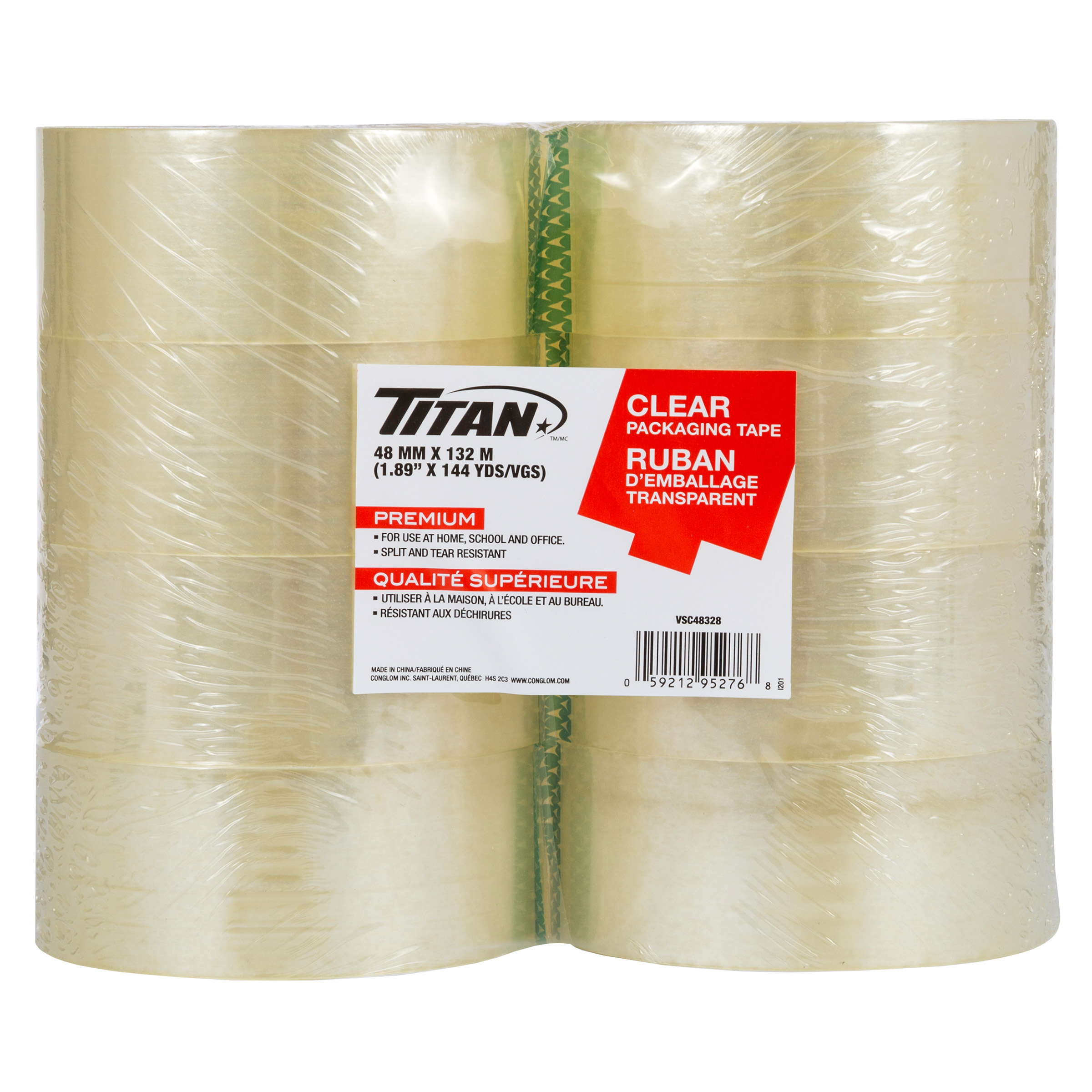 Titan Clear Packing Tape,  48 mm × 132 m, 8-pack