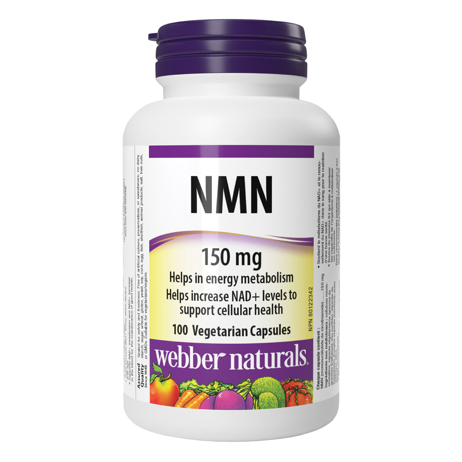 webber naturals NMN (nicotinamide mononucleotide) 150 mg, 100 Vegetarian Capsules