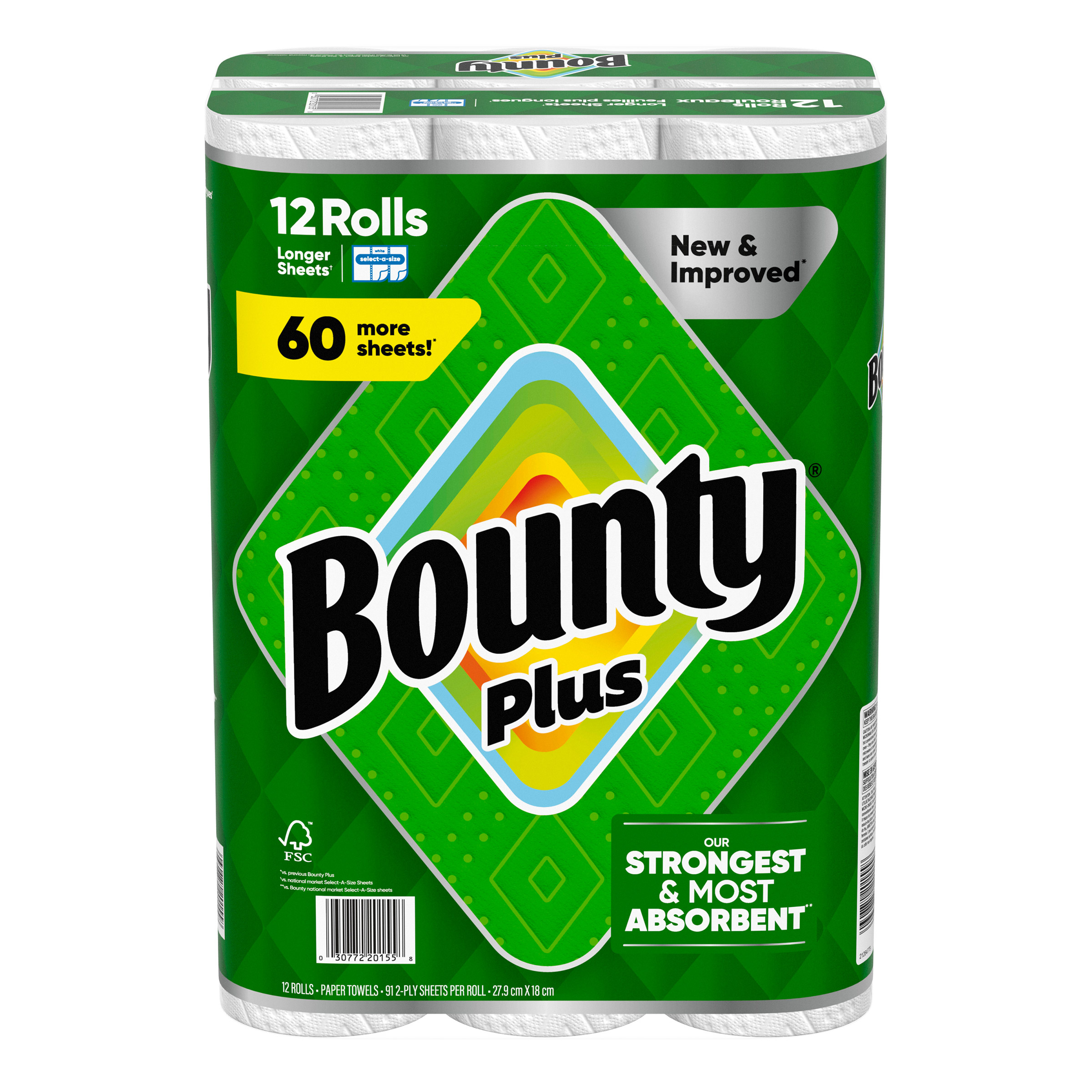 Bounty Plus Paper Towel, 12 x 91 Sheets