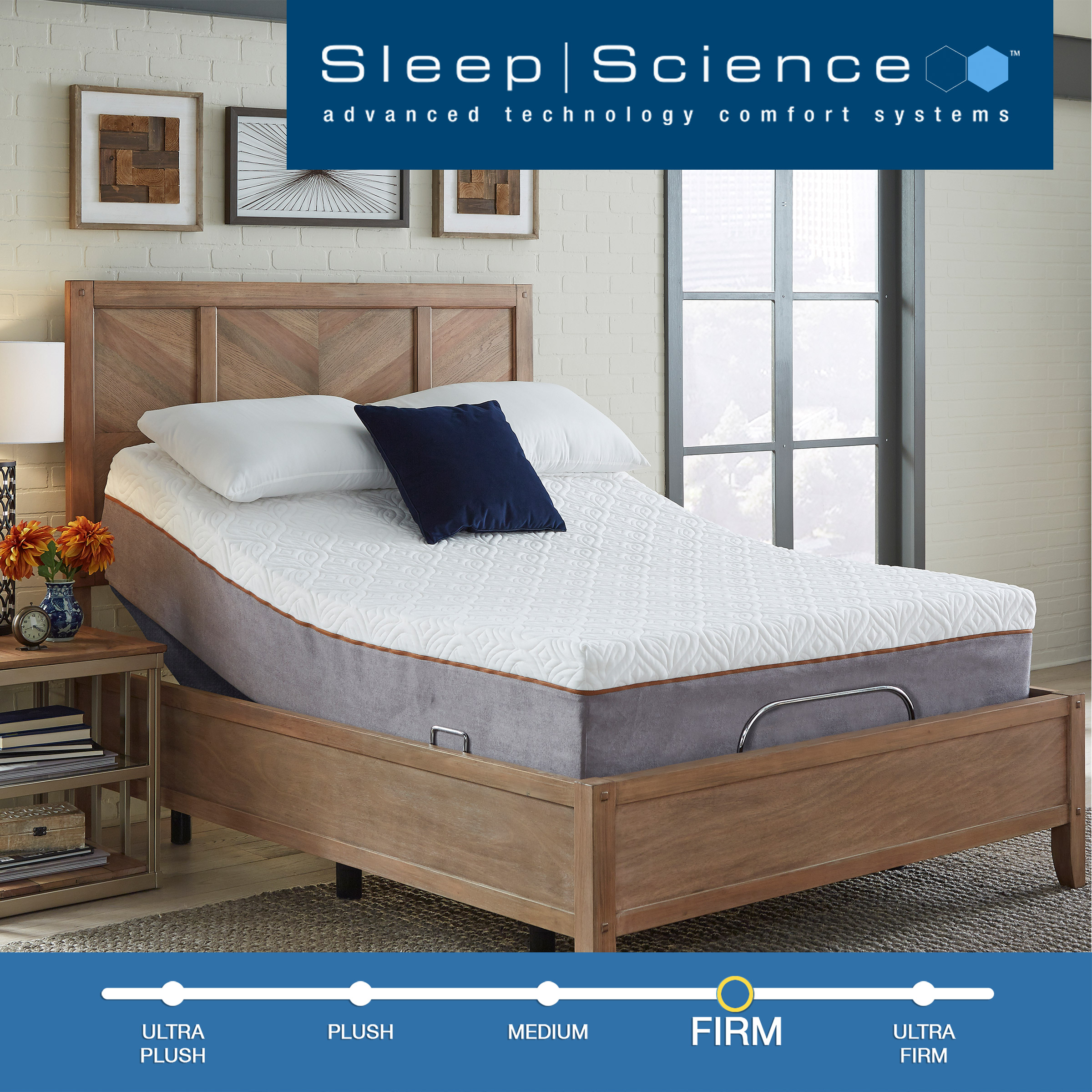 Sleep Science 14" Copper Infused Firm Memory Foam Mattress with Adjustable Q-Plus Base