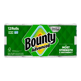 BOUNTY ADVANCED PAPER TOWEL 669 SQFT 12 ROLLS / 103 SHEETS