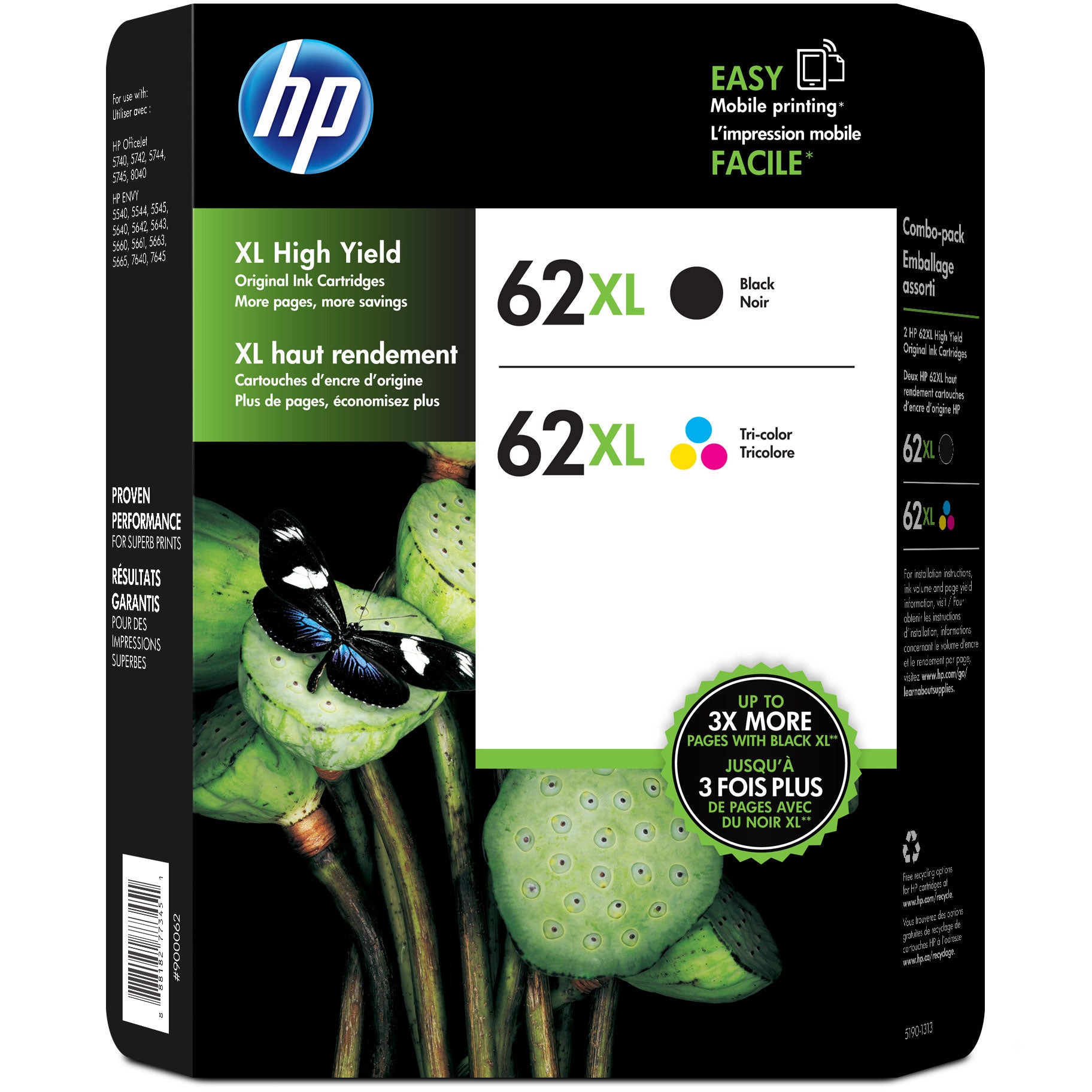 HP 62XL High Yield Ink Cartridge, Black & Tri-Color | Costco
