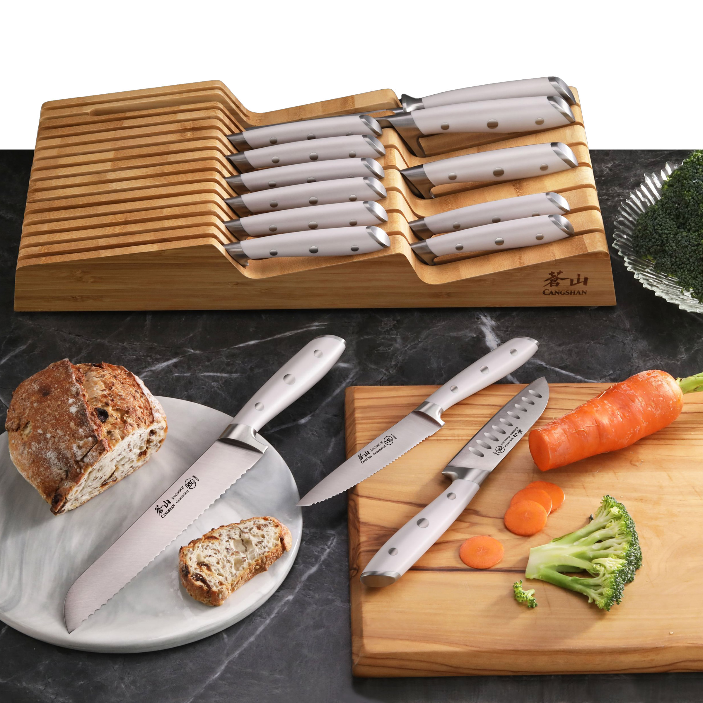 Cangshan Alps Series German Steel 15-piece Knife In-Drawer Set