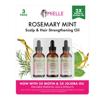 Mielle Rosemary Mint Scalp & Hair Strengthening Oil, 2 fl oz, 3-pack