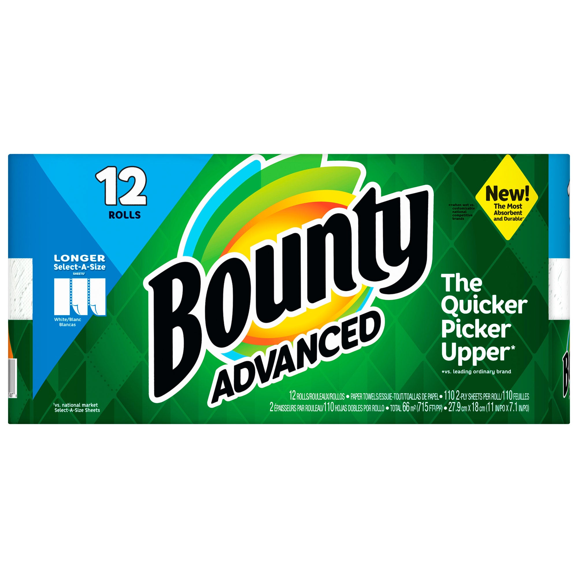 Bounty Advanced Select-A-Size Paper Towels, 2-Ply, 110 sheets, 12-count |  Costco, image size:2000x2000