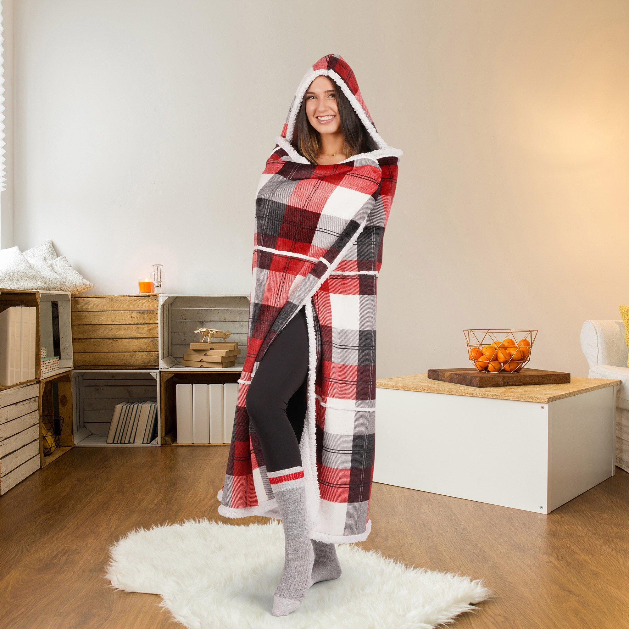 S&Co. Home - Hooded Throw with Sherpa 