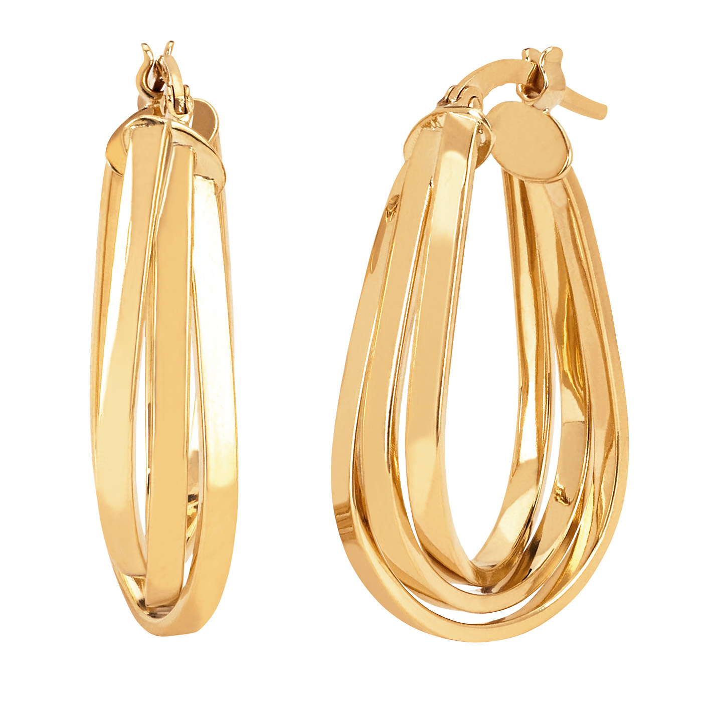 3 Intertwined 18-kt Yellow Gold Hoop Earrings