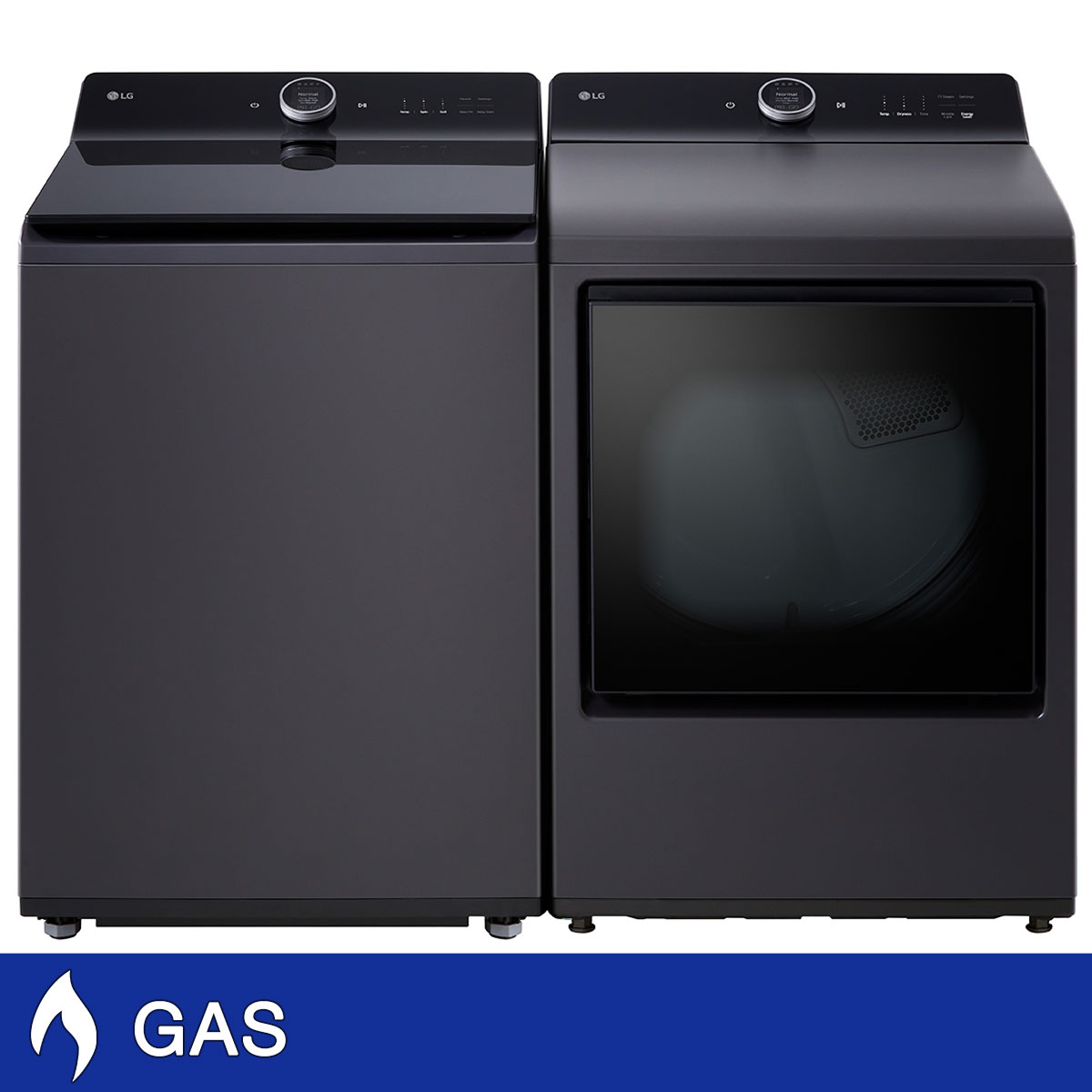 LG 5.5 cu. ft. Top Load Washer with EasyUnload and 7.3 cu. ft. Rear Control GAS Dryer with LG EasyLoad