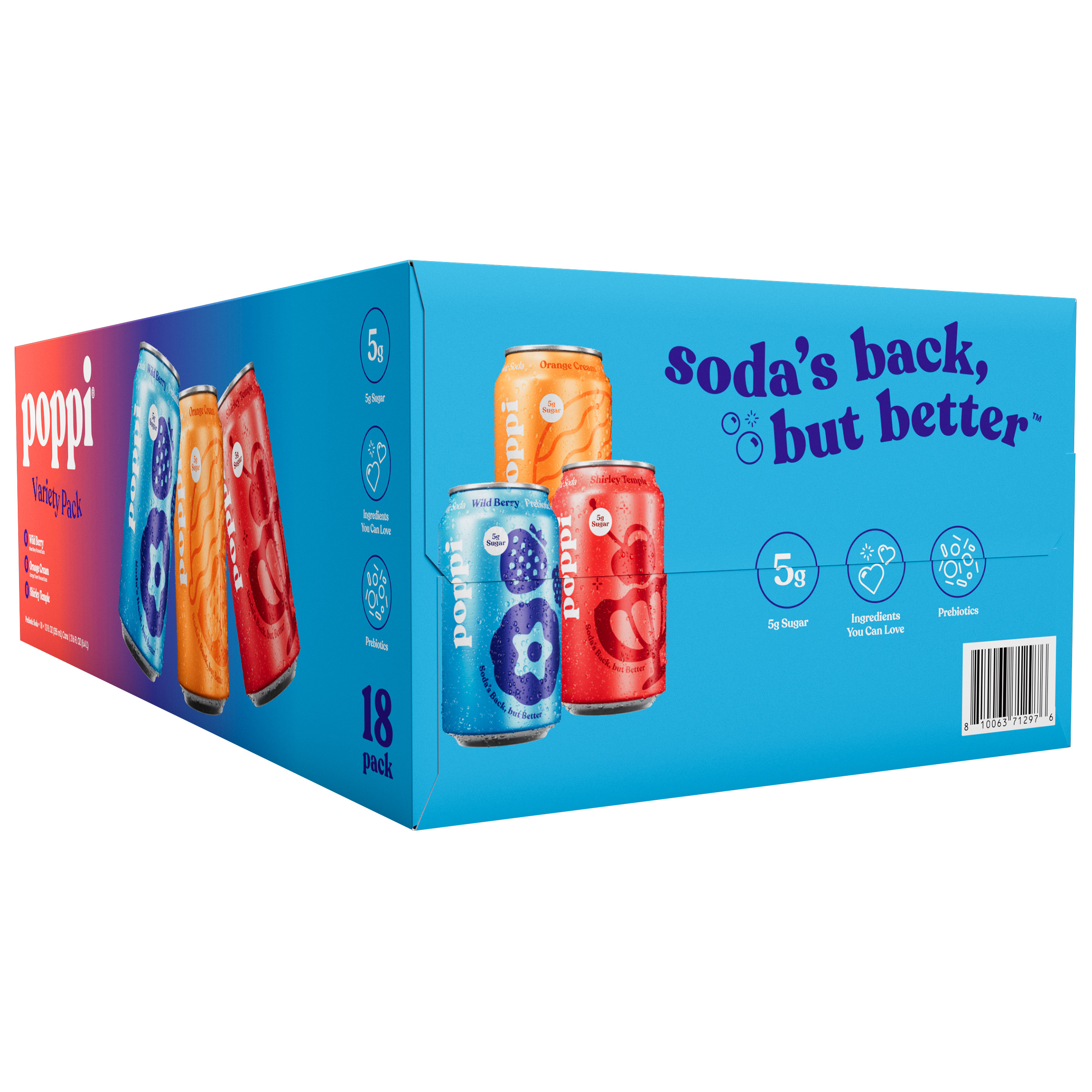 Poppi Soda, Variety Pack, 12 fl oz, 18-count | Costco