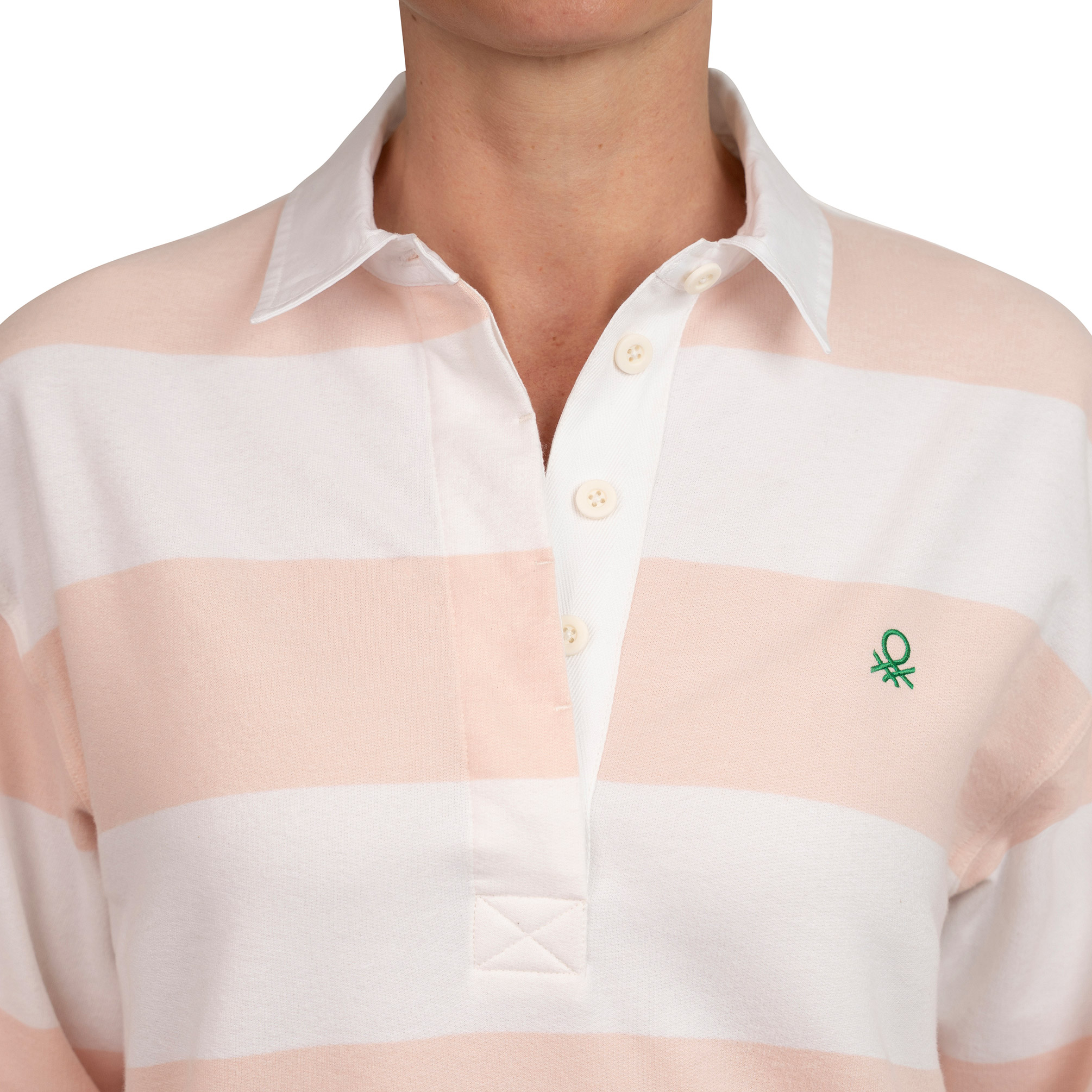 United Colors of Benetton Women's Long Sleeve Rugby Stripe Polo