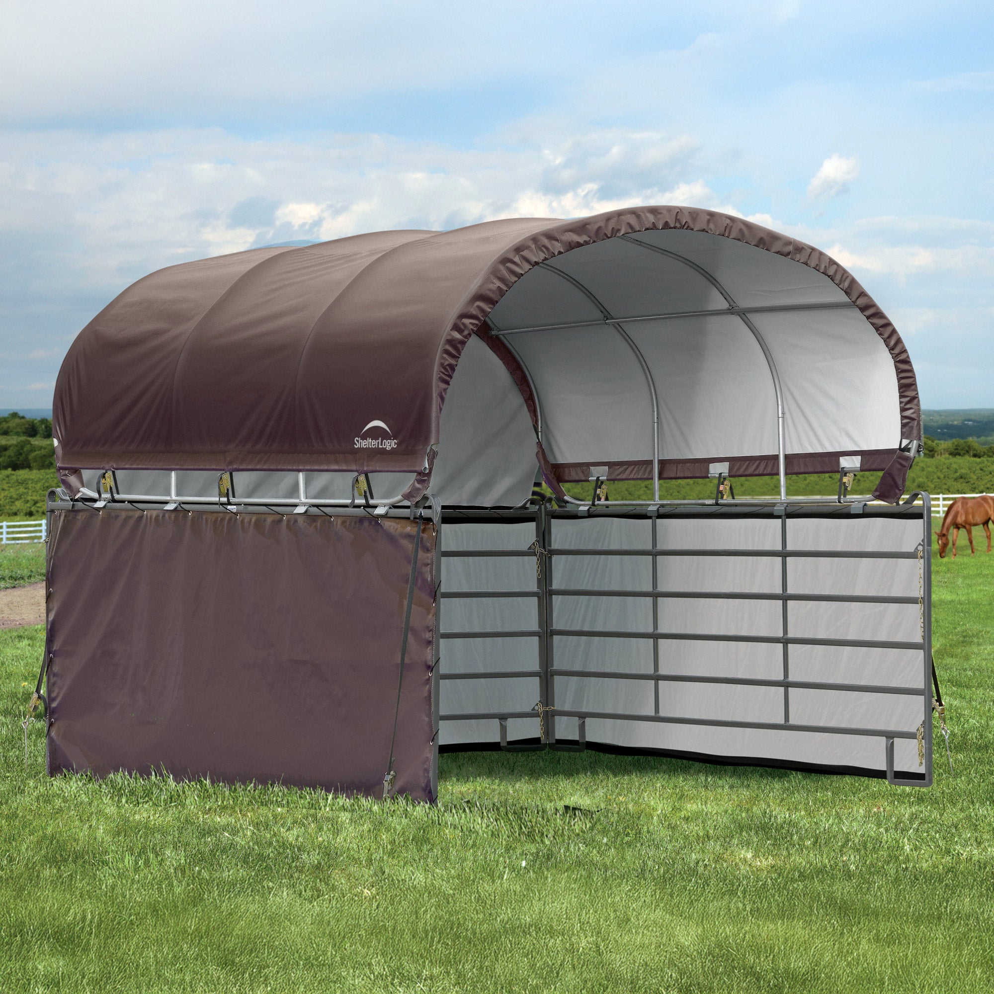 ShelterLogic Corral Equine Shelter and Enclosure Kit, 12' x 12