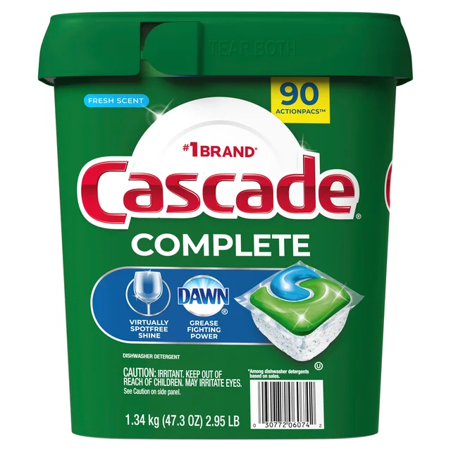 Cascade Complete Dishwasher Detergent Actionpacs, 90-count