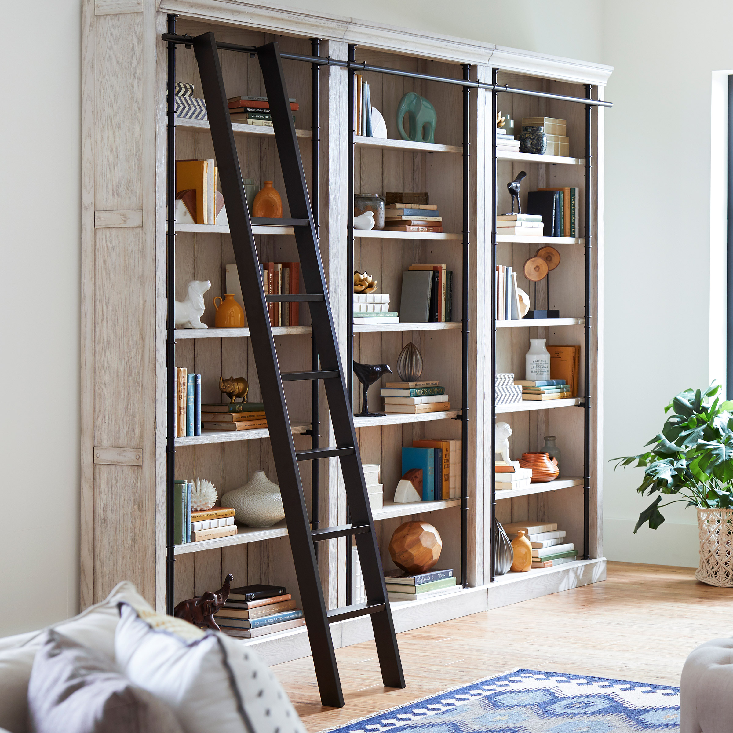 Tuscan 3-piece 94” Bookcase Wall and Ladder