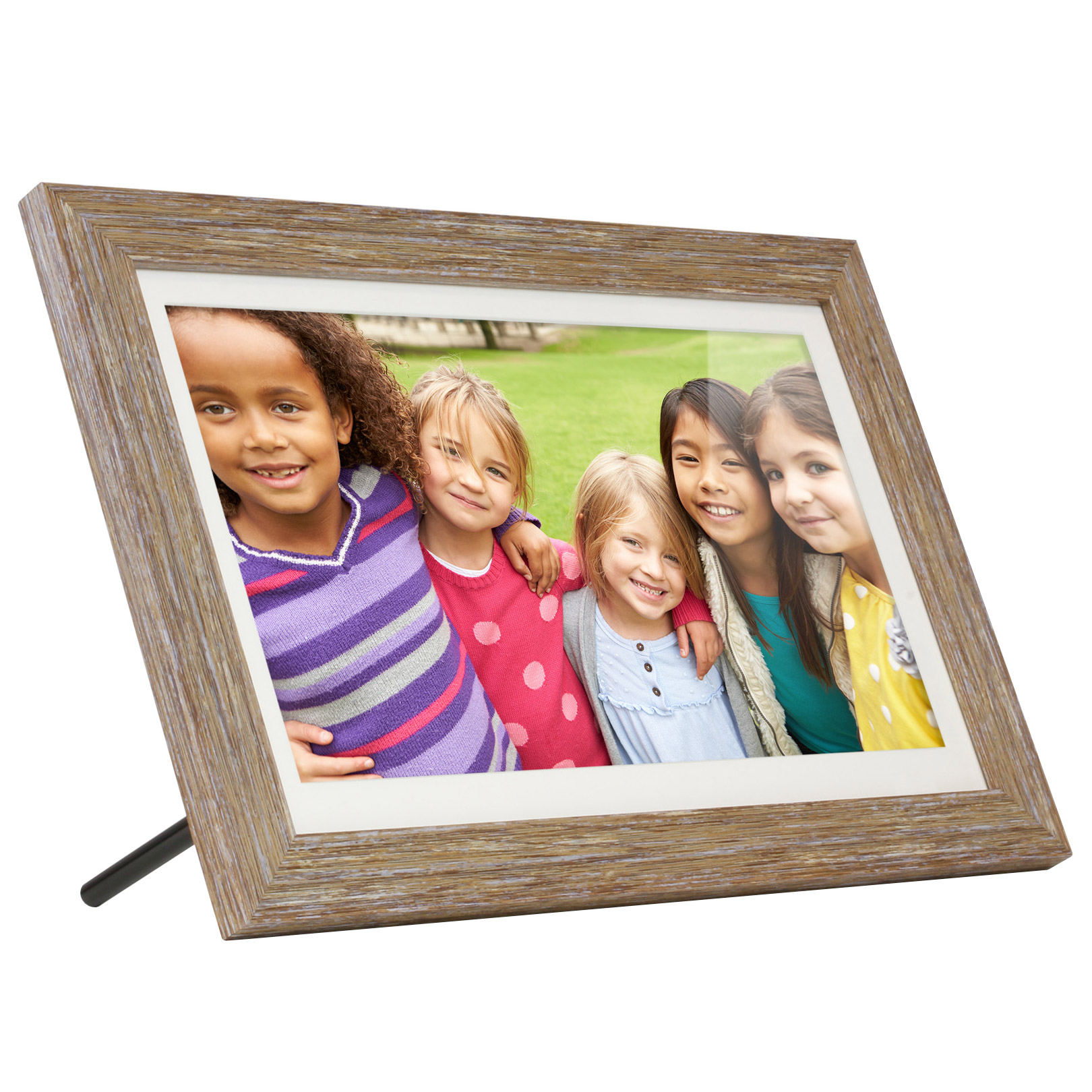 Aluratek 13.3 in. Wi-Fi Touchscreen Distressed Wood Digital Photo Frame with 16GB Built-in Memory