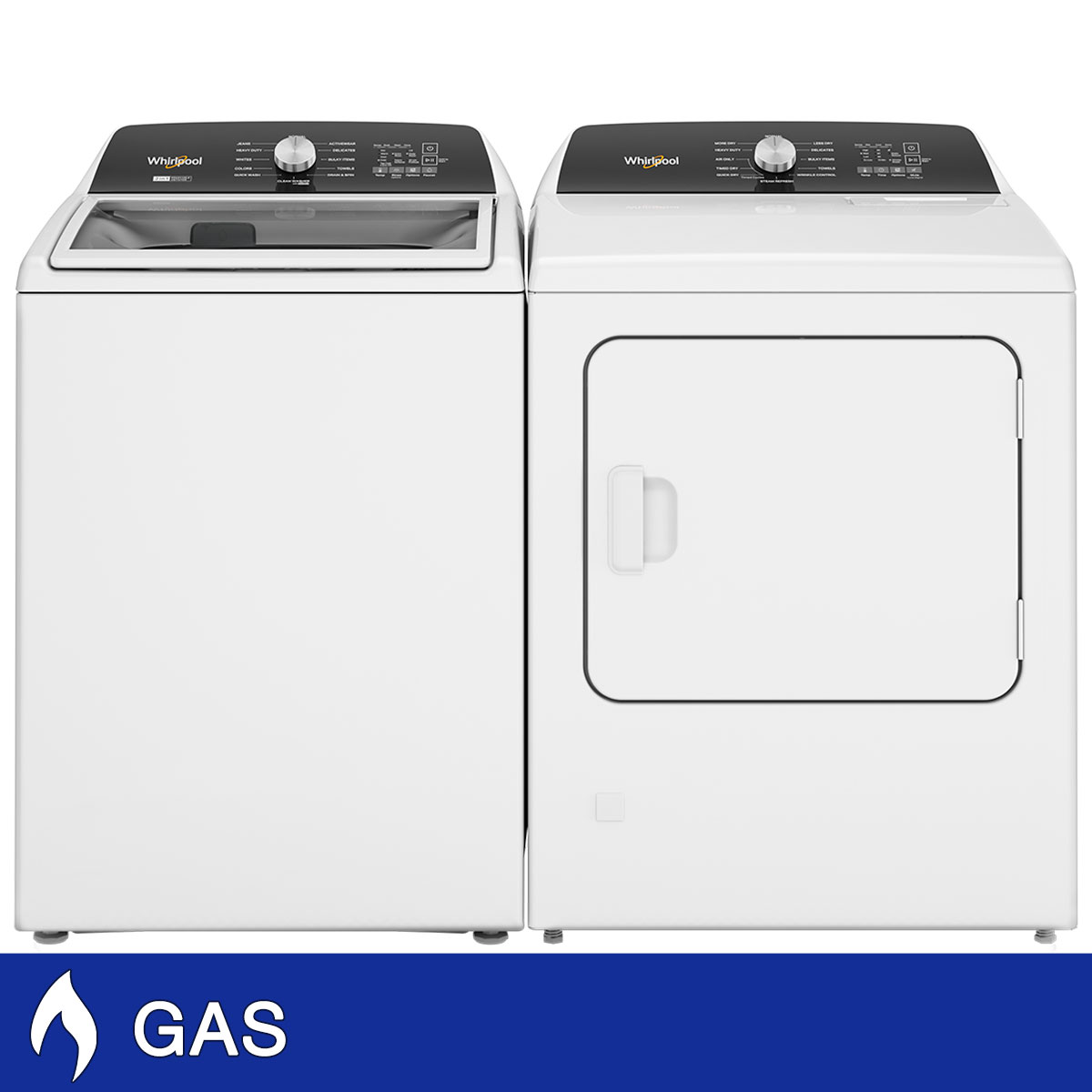 Whirlpool 4.6 cu. ft. Top Load Impeller Washer and 7.0 cu. ft. GAS Dryer Laundry Package
