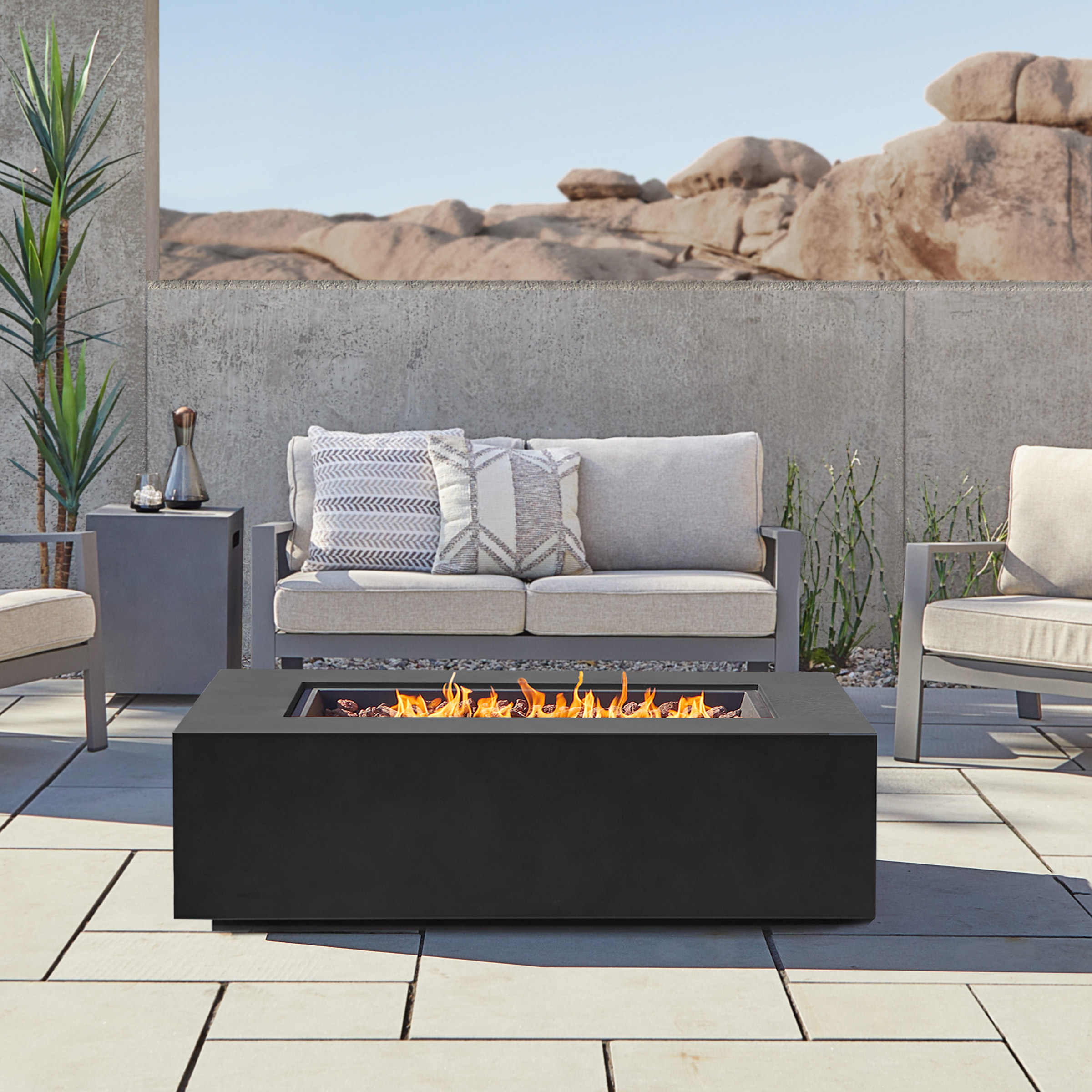 Real Flame Monaco 50" Rectangle Steel Propane or Natural Gas Fire Pit Table