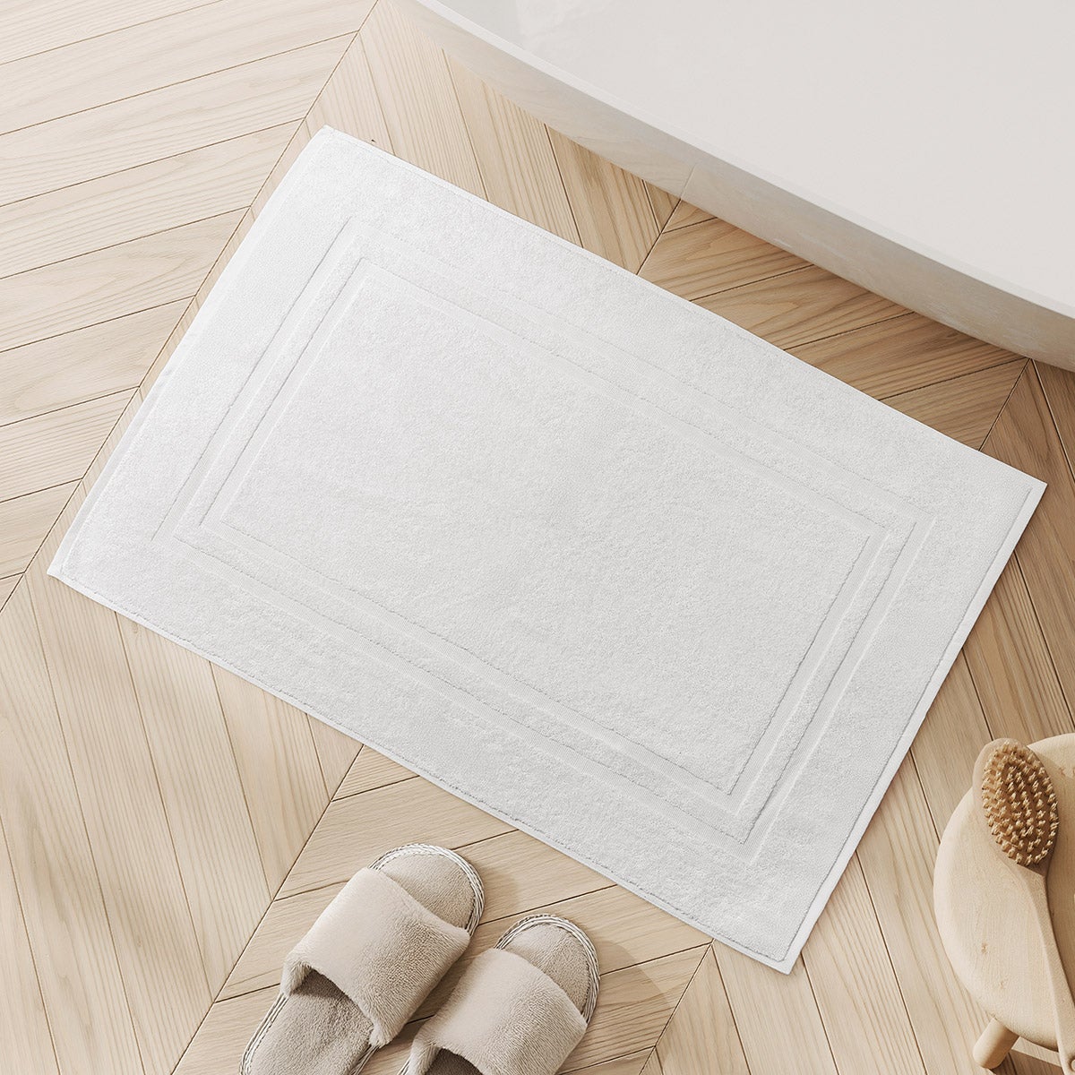 Enova Recycled Cotton Bath Mats for Hospitality and Home, White, Set of 4