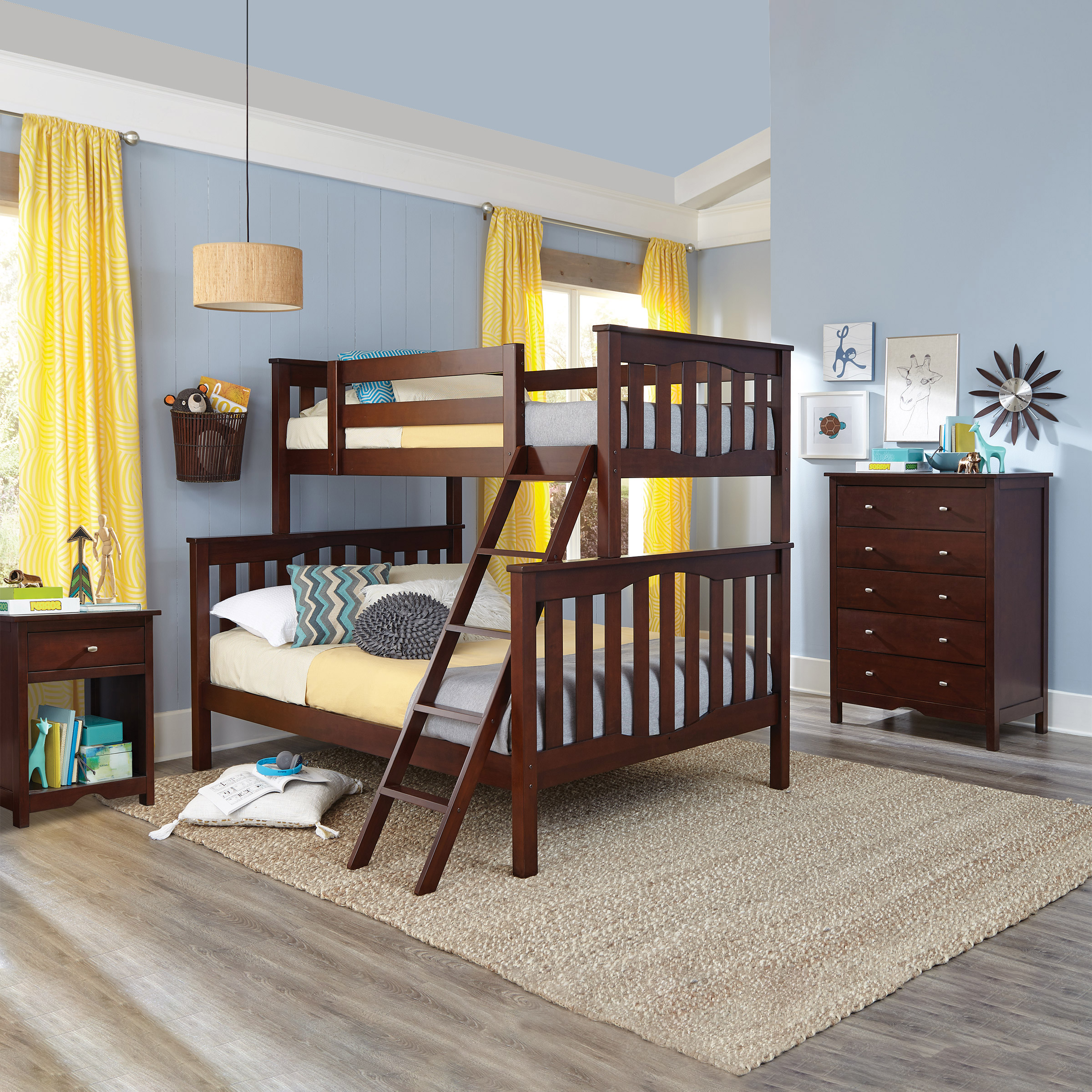 Seneca Twin Over Full Bunk Bed Collection in Dark Brown