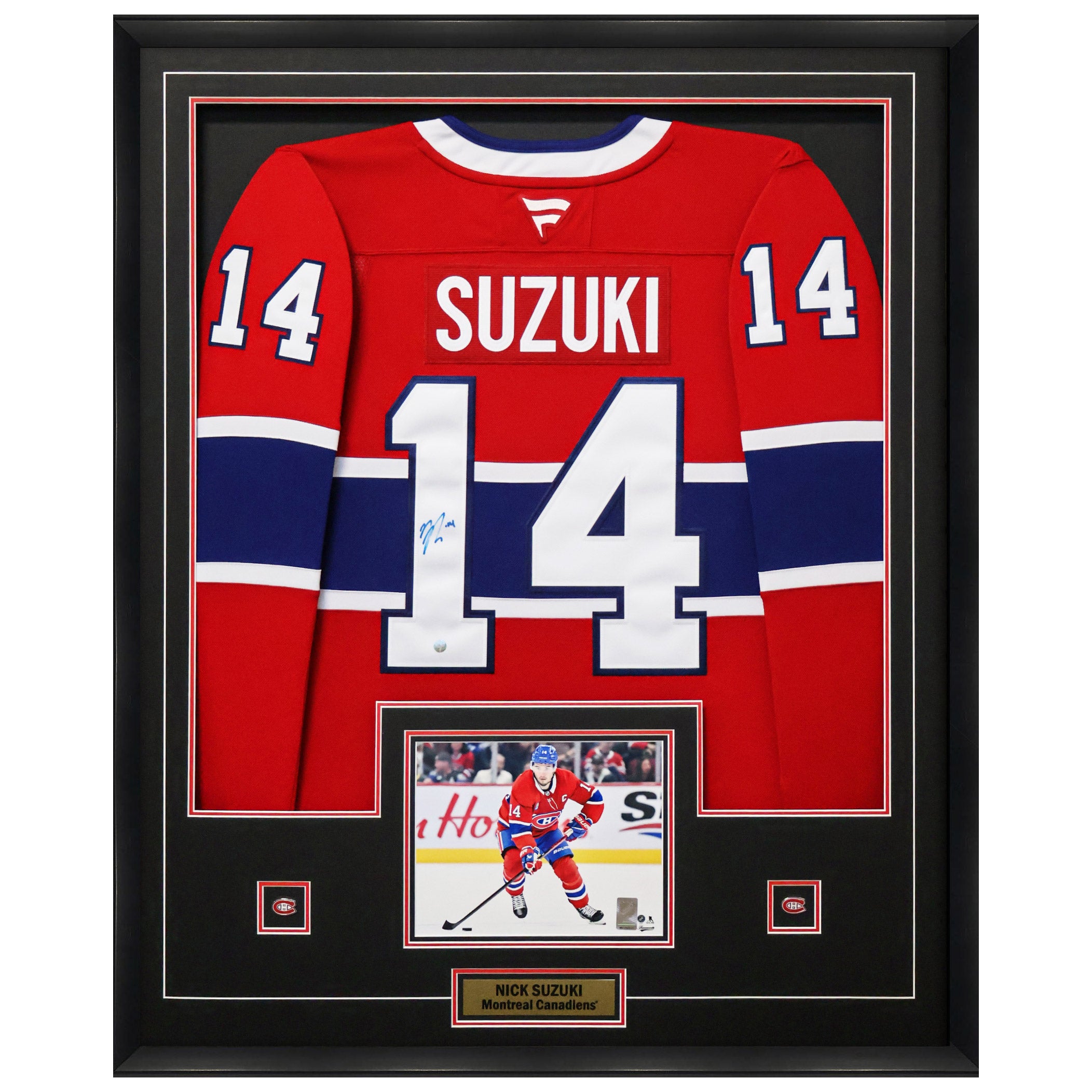 Frameworth Nick Suzuki Signed Framed 34x42 Jersey Montreal
