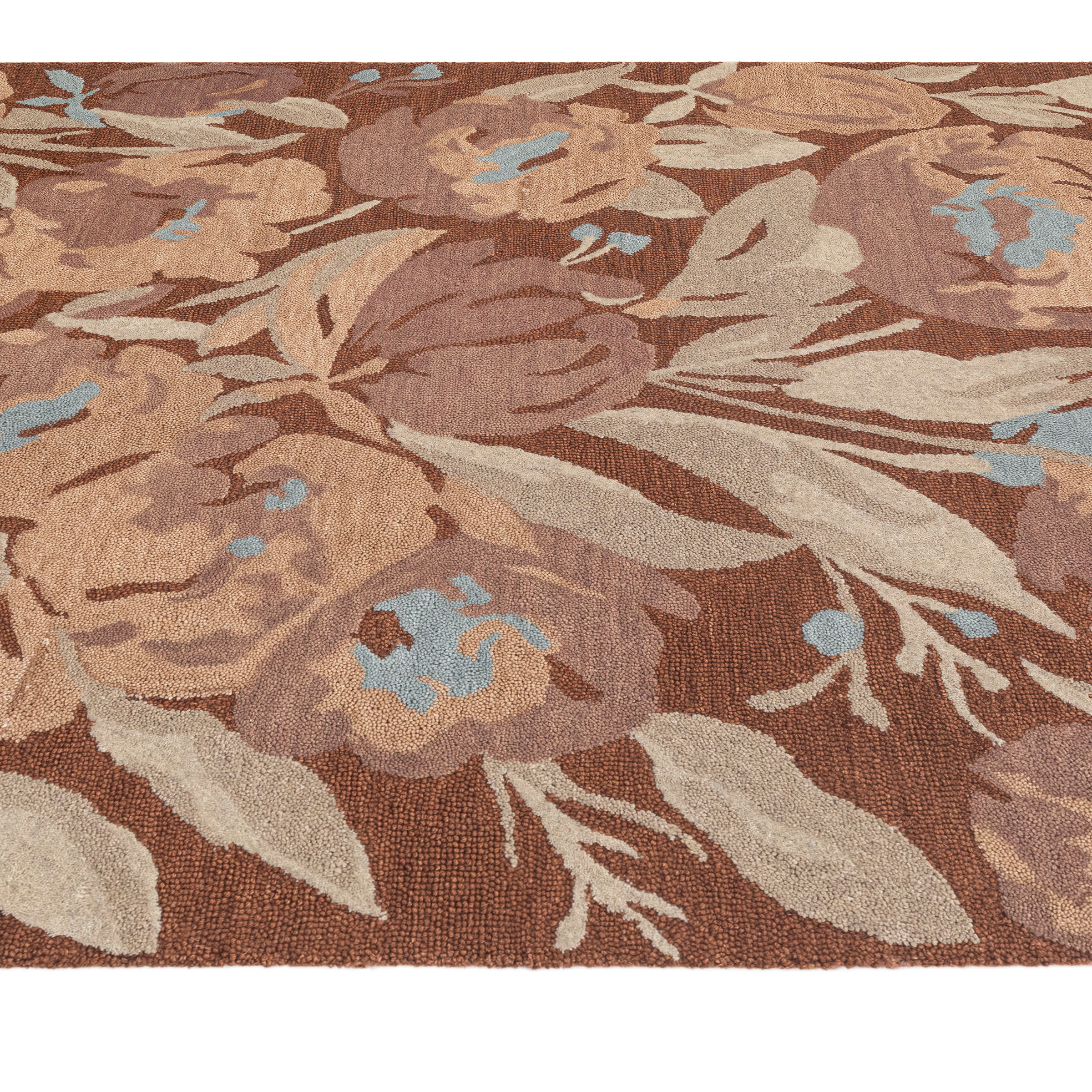 Obeetee Delilah Hand Tufted Wool Area Rug, Bellina Rust, 5' x 8