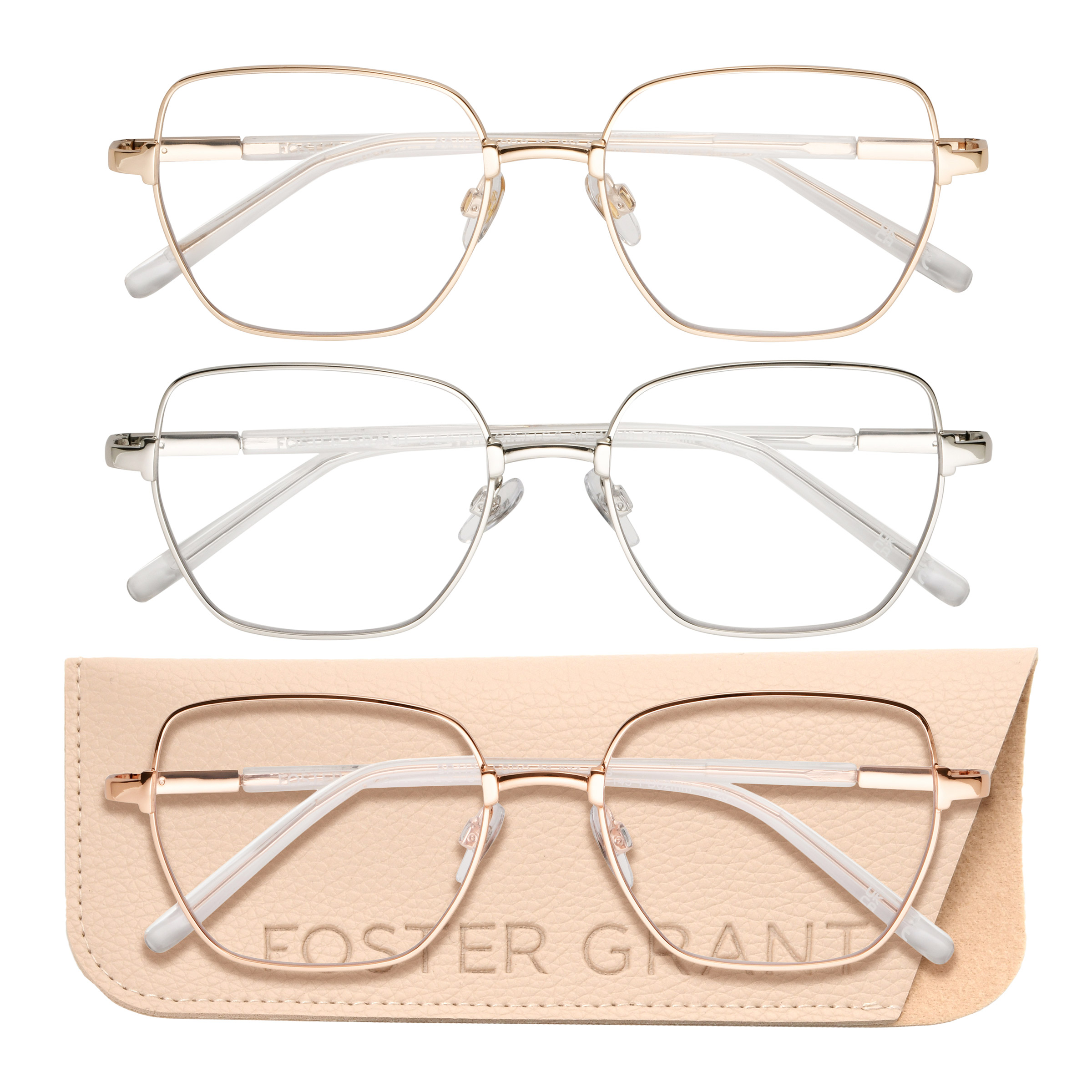 NORAsフレーム Design Optics by Foster Grant #827 Metal Geo Style Reading