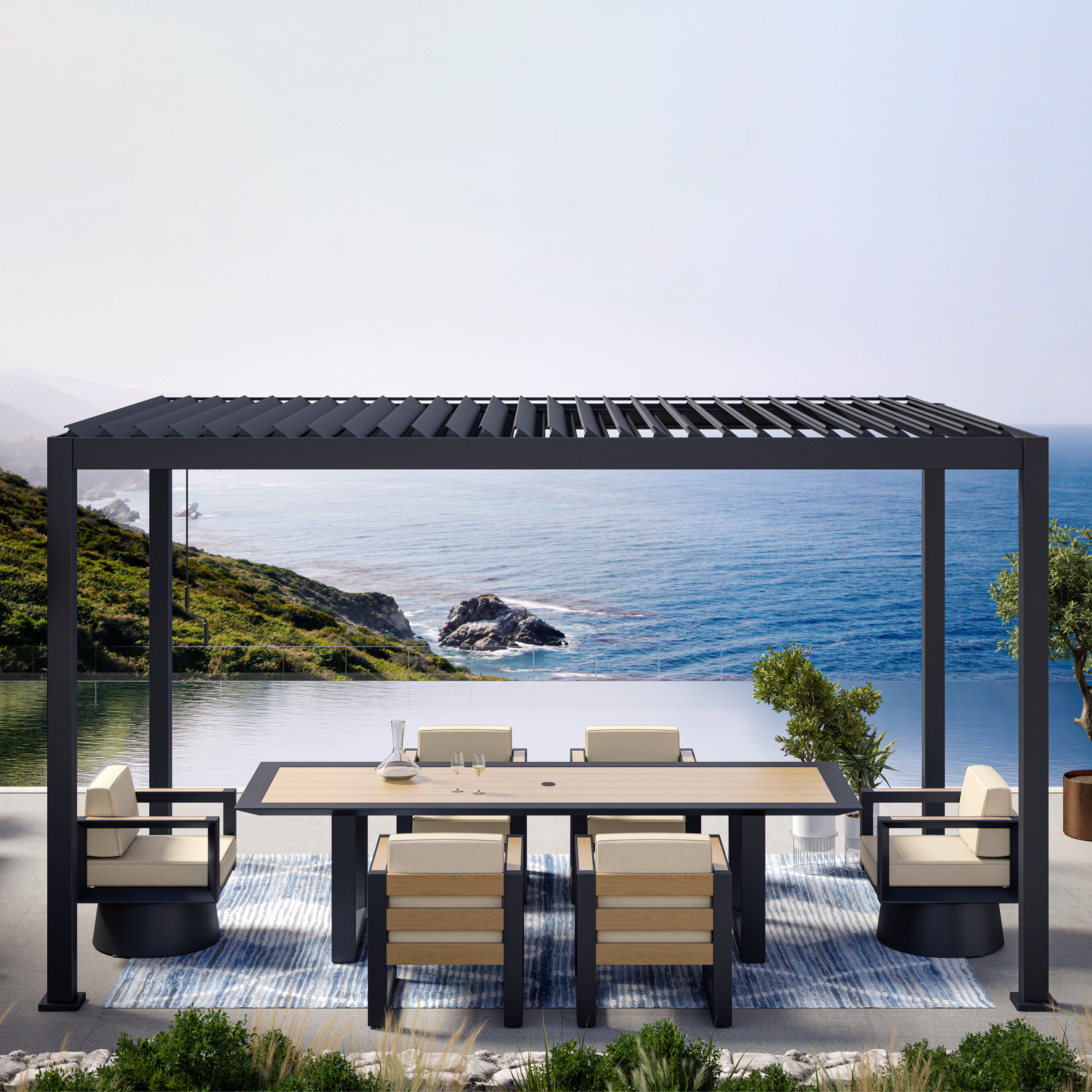 Mirador 8.8 ft. x 14.4 ft. Adjustable Louvered Aluminum Pergola