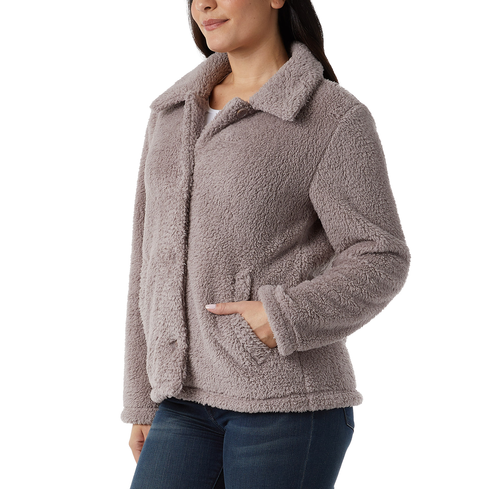 32 Degrees Women's Cozy Fleece Button Front Jacket | Costco