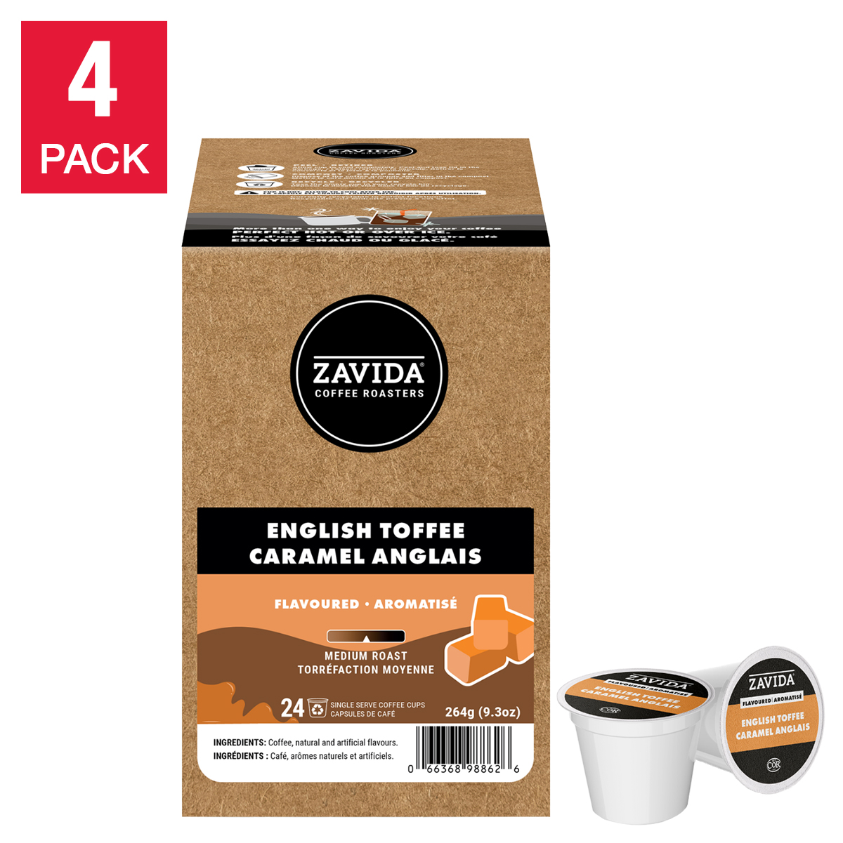 Zavida English Toffee Coffee K-Cup Pods, 96- count