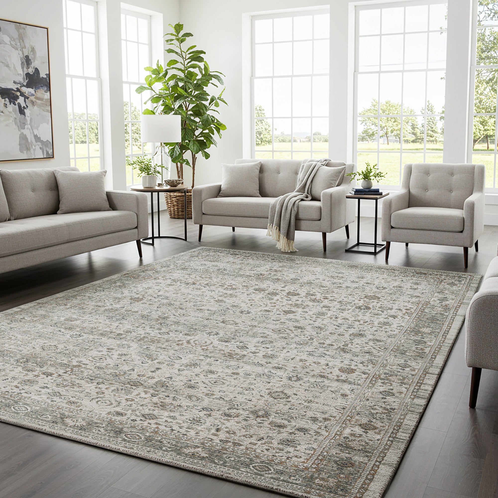 Divina Area Rug, Leona Gray, 8'8”x13'