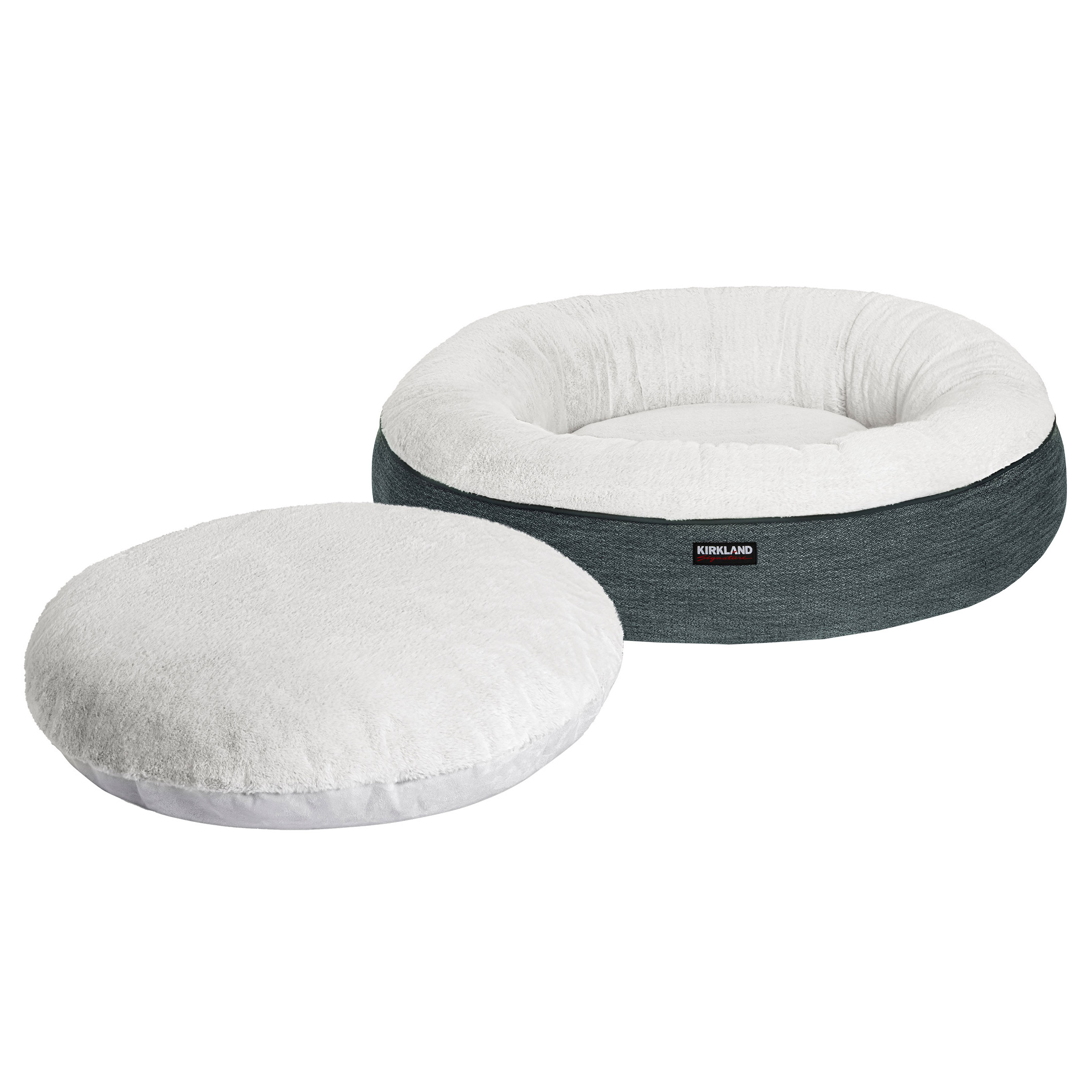 Kirkland Signature 40” Round Nest Pet Bed, Black Birdseye