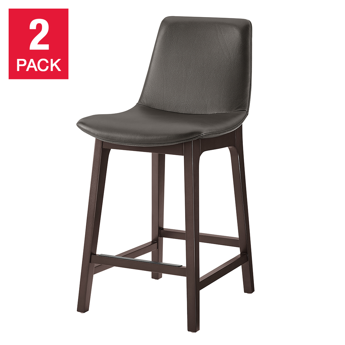 Aiden & Ivy Top-grain Leather Counter Stool, 2-pack
