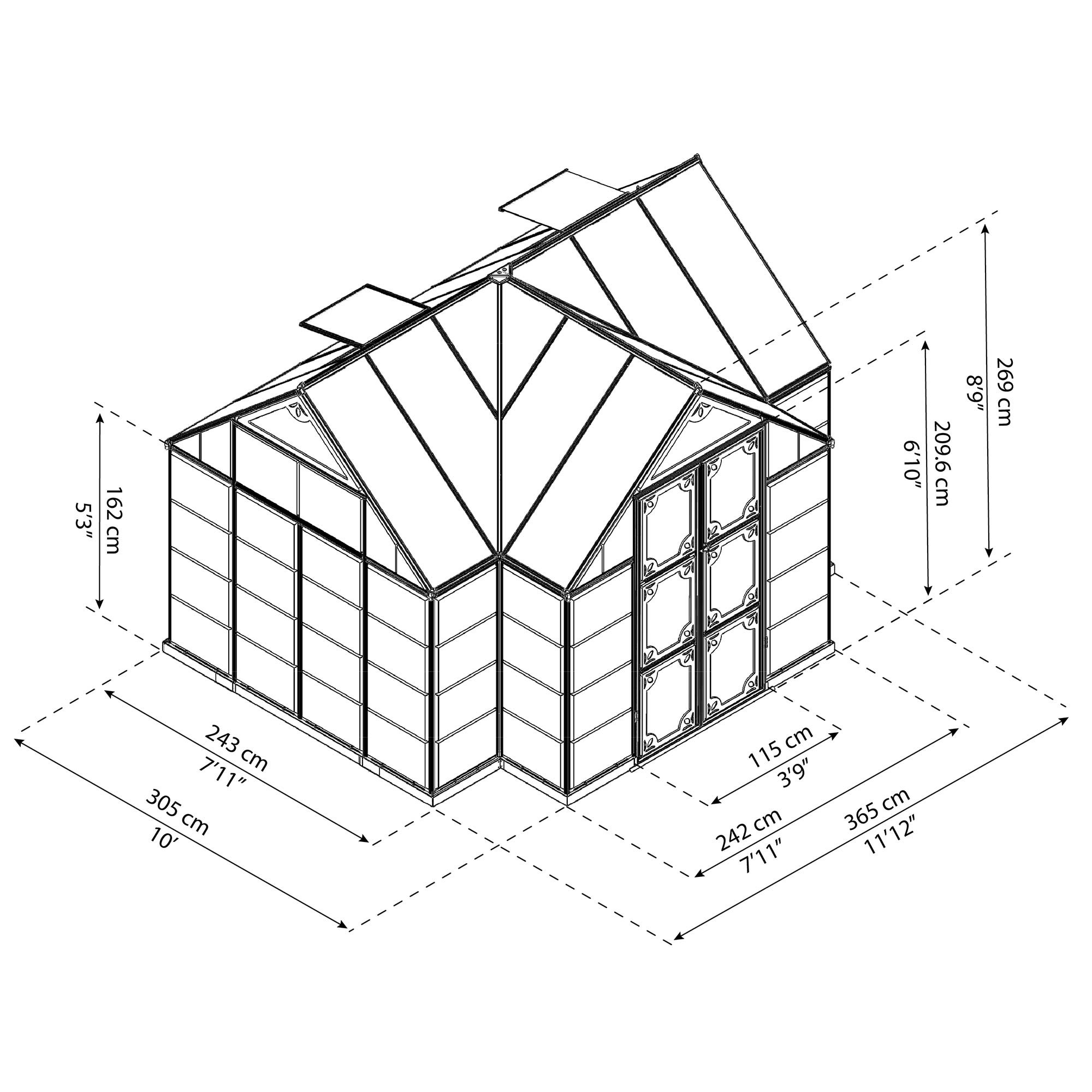 Palram Canopia Victory Orangery 10'x12' Greenhouse and Solarium w