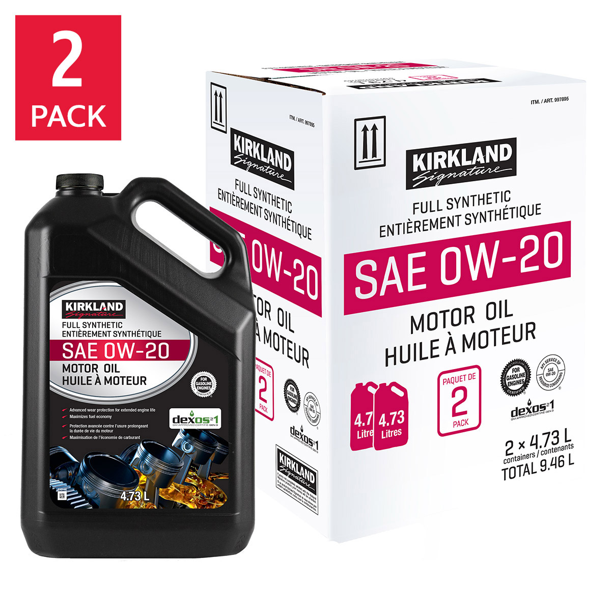 Kirkland Signature 0W20 Full Synthetic Motor Oil, 2-pack | Costco