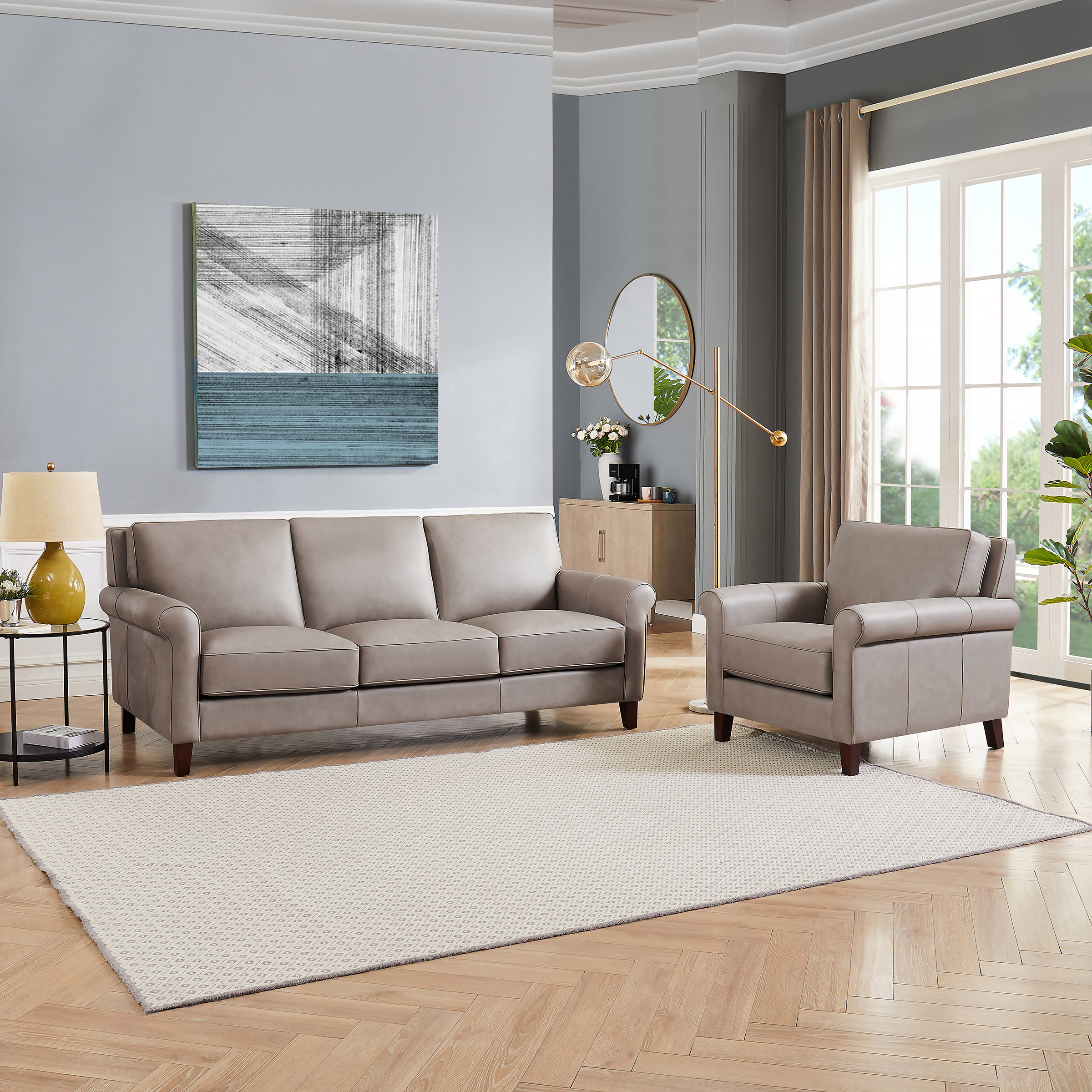 Prospera Home Larsen Top Grain Leather Sofa and Chair