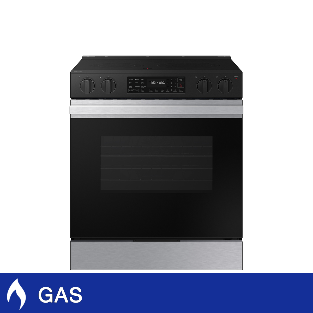 Samsung BESPOKE 30 in 6.0 cu. ft. Stainless Steel Gas Slide-In Range with Air Fry and Precision Knobs
