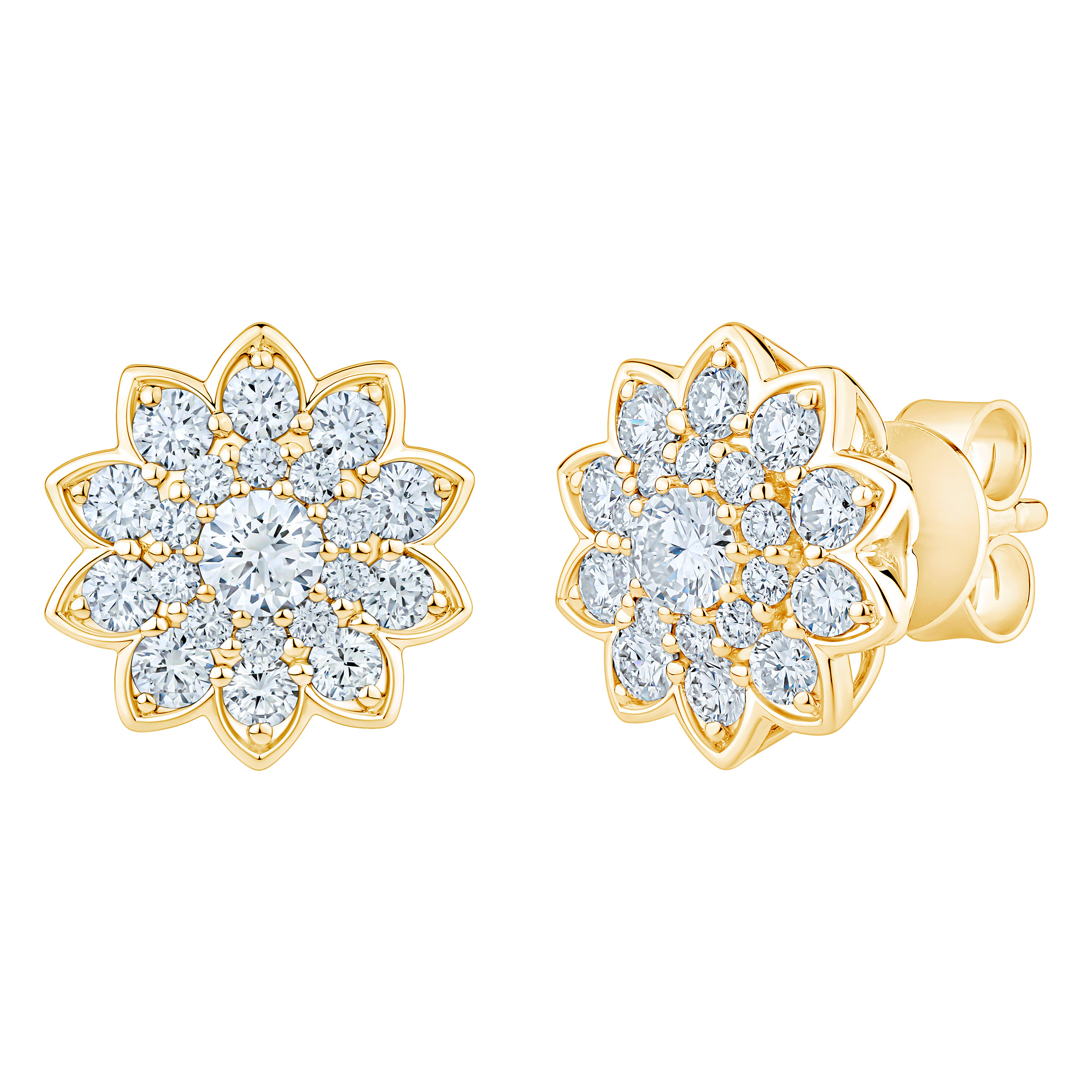 Round Brilliant Diamond Floral Earrings (1.00 ctw)