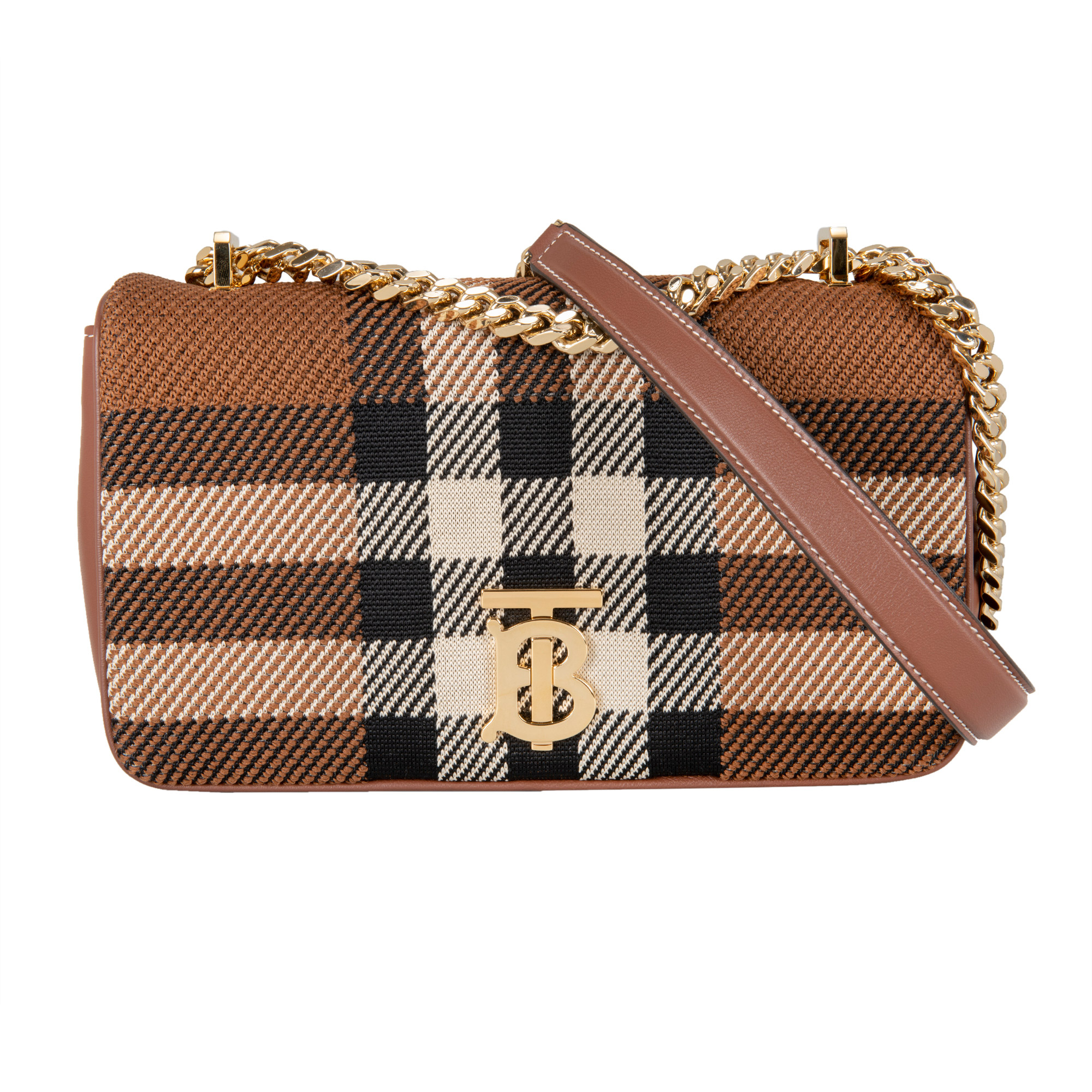 Burberry Small Lola Knit Check Leather Bag, Brown | Costco