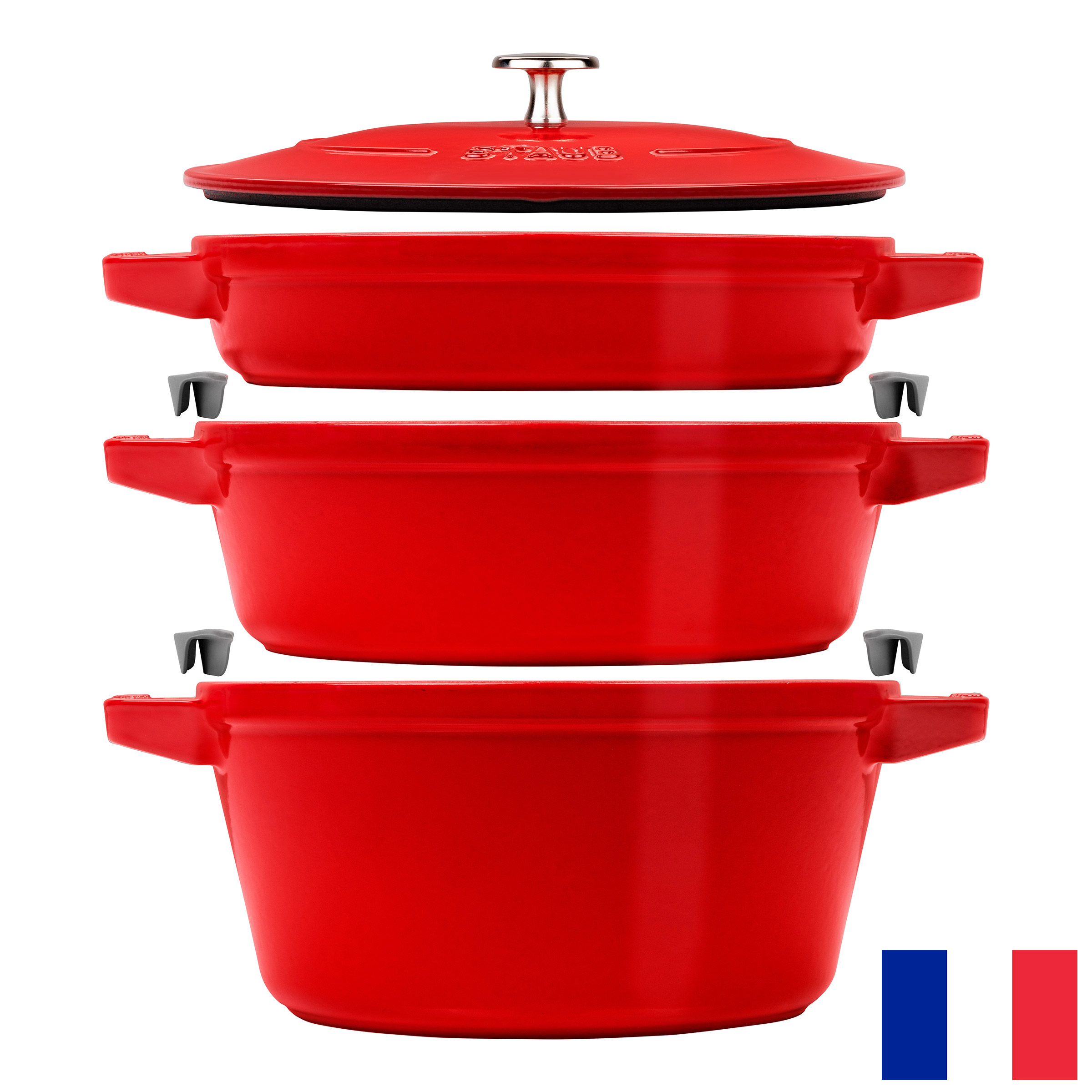 STAUB Stackable Cast Iron Dutch Oven Set, Medium, 4-piece