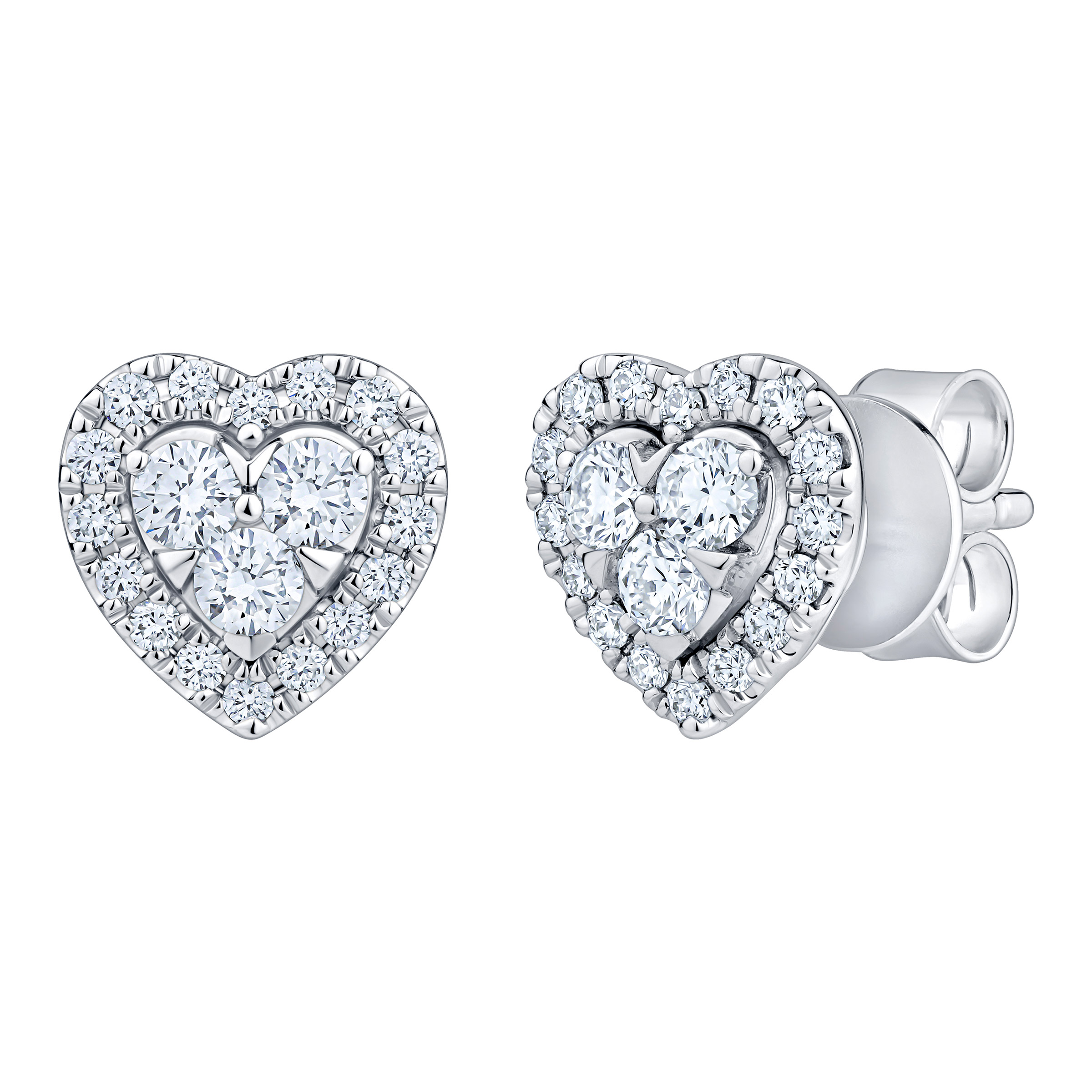 Heart Shaped Round Brilliant Diamond Earrings (0.50 ctw)