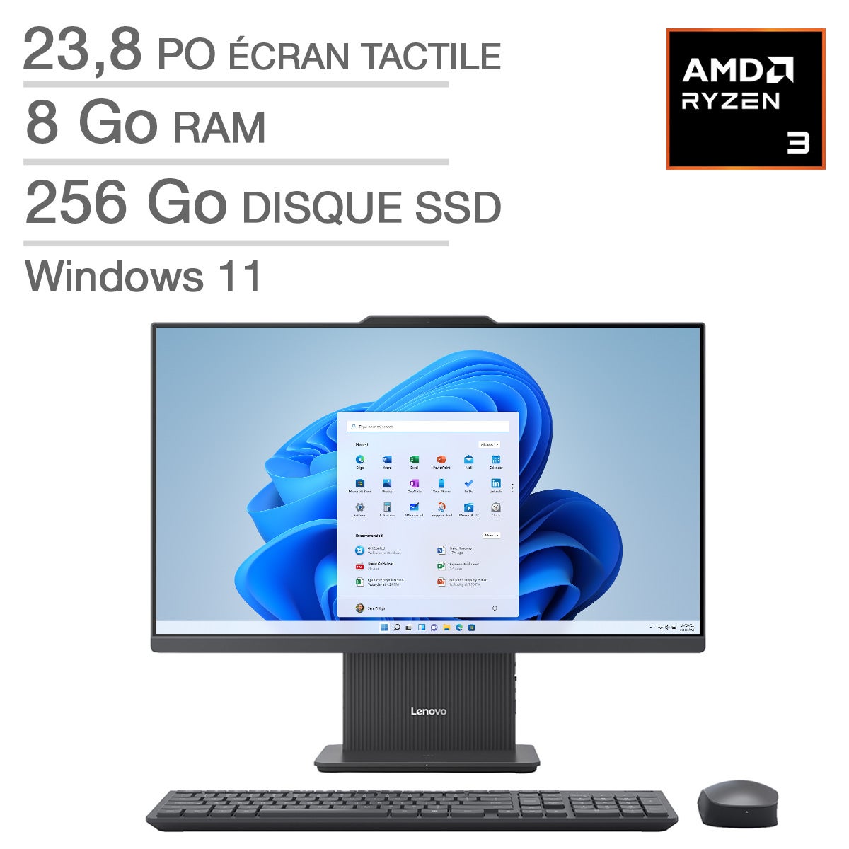 Lenovo IdeaCentre 23.8 in. All-in-One Touchscreen Desktop, AMD