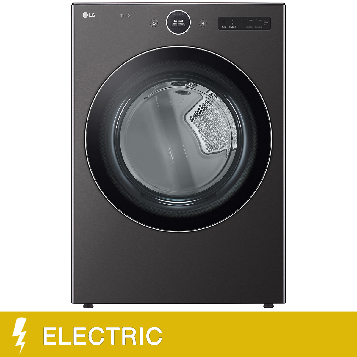 LG 7.4 cu. ft. Black Steel Mega Capacity Steam Electric Dryer with Sensor Dry System and ThinQ AI Wi-Fi Enabled