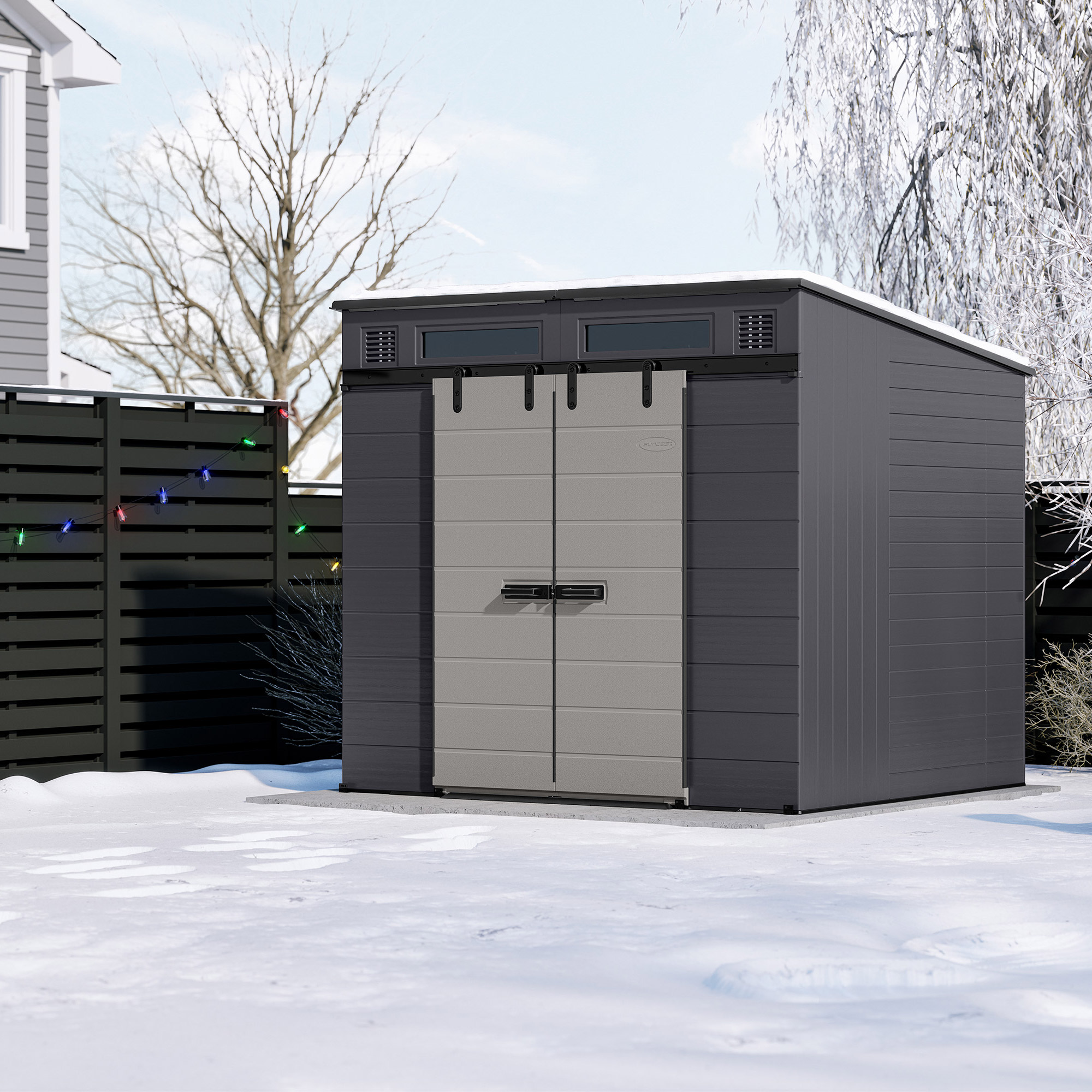 Suncast Modernist 8 ft. x 7 ft. Dual Barn Door Storage Shed | Costco